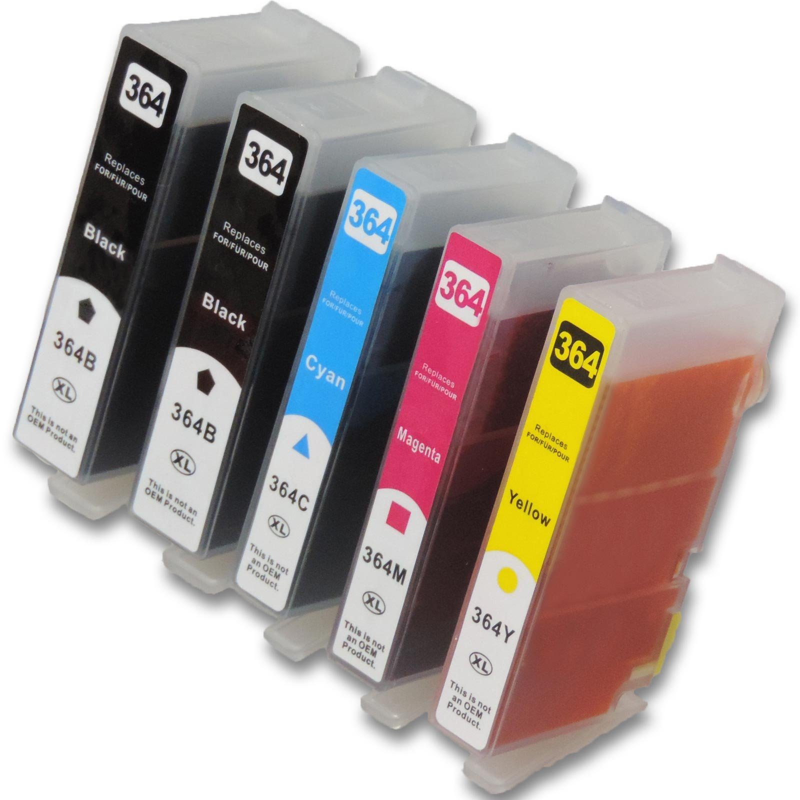 HP (2x 1x 1x Magent Kompatibel 5-Farben 364XL Schwarz, Cyan, Multipack Tonerkartusche D&C