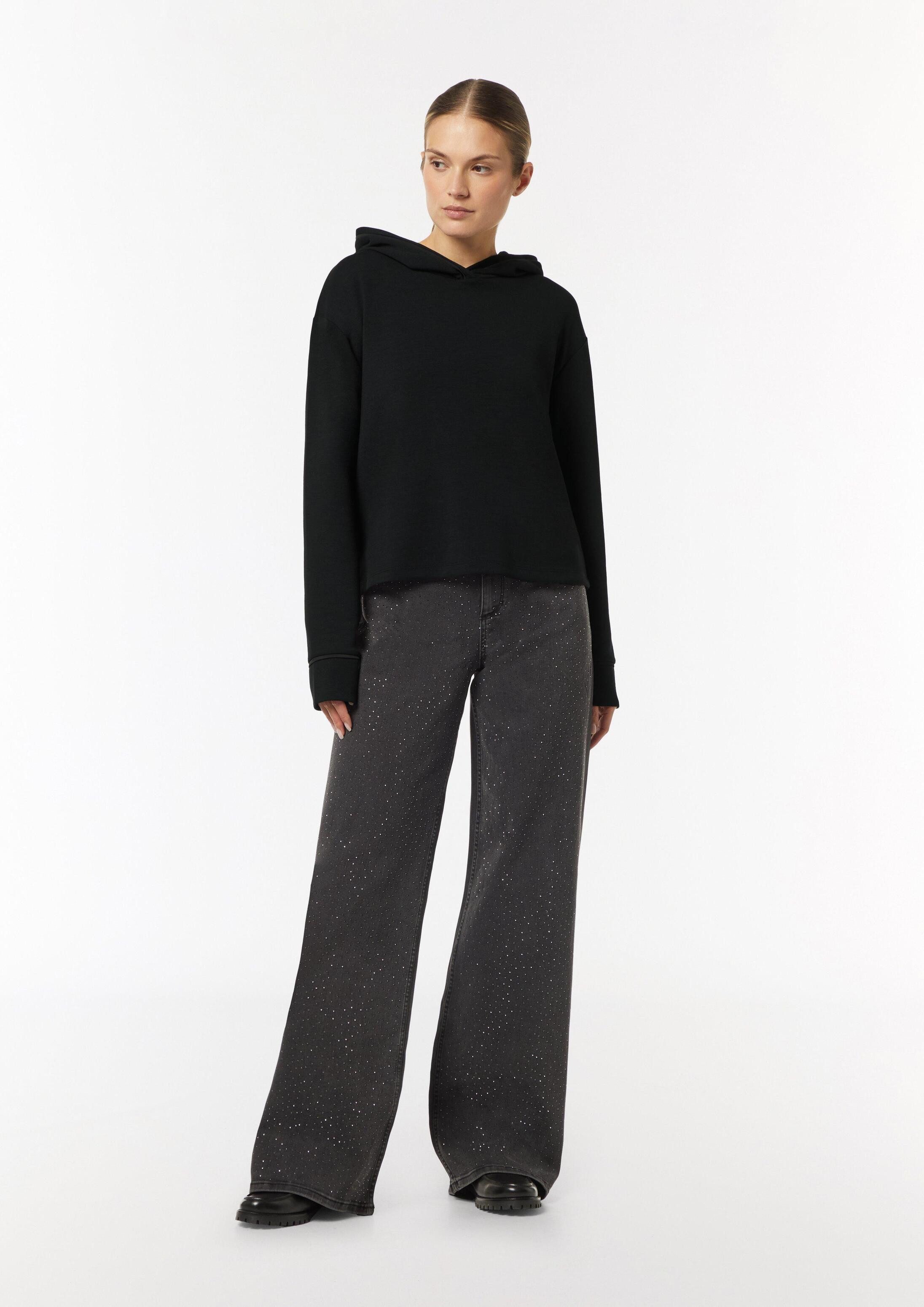 comma Sweatshirt Sweatshirt Kapuzen-Sweatshirt mit Satin-Details