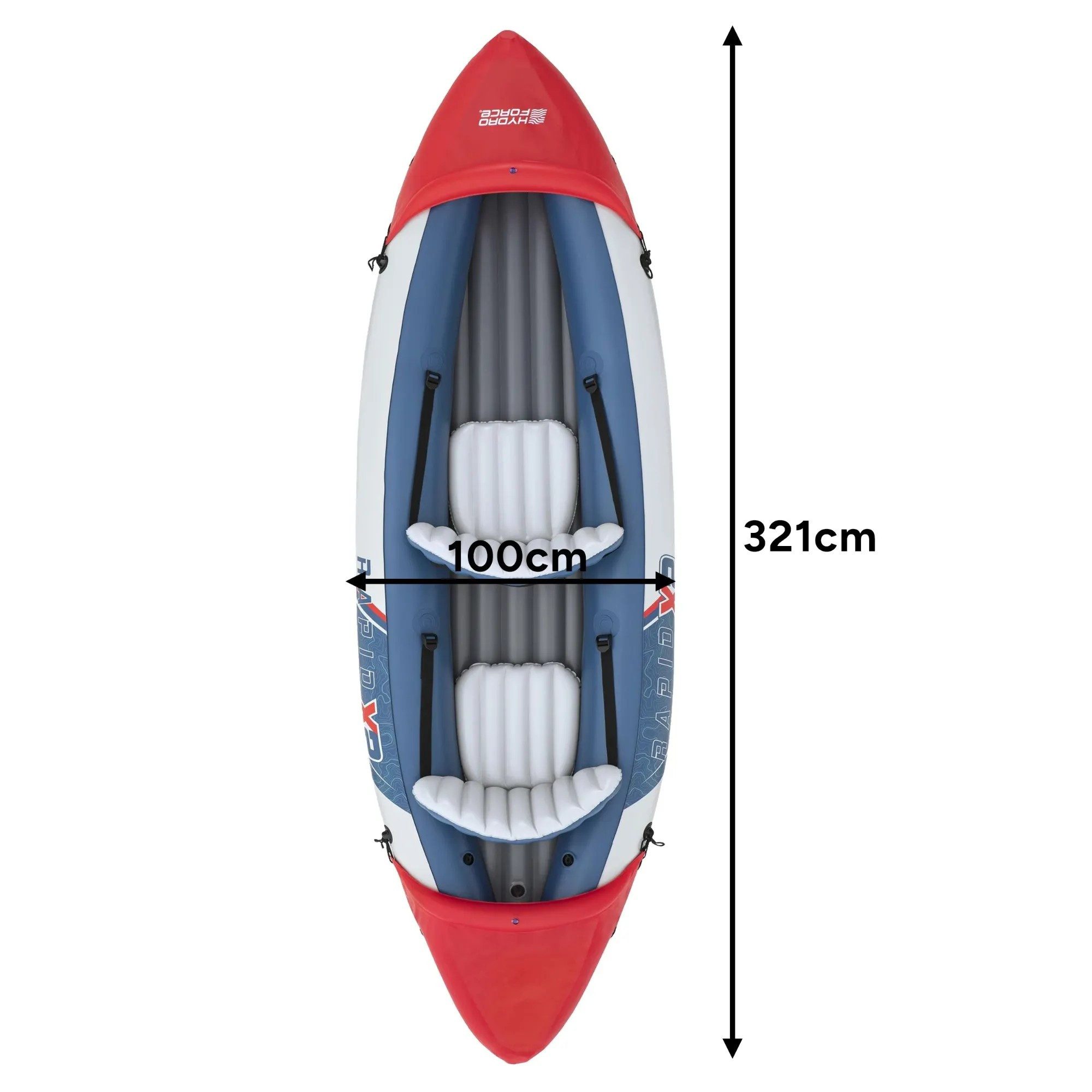 BESTWAY Schlauchboot Kajak Zweisitzer, (Spar-Set, 1-St., 321x88x42cm 160kg), Komplettset mit Paddeln & Pumpe, 160kg Tragkraft