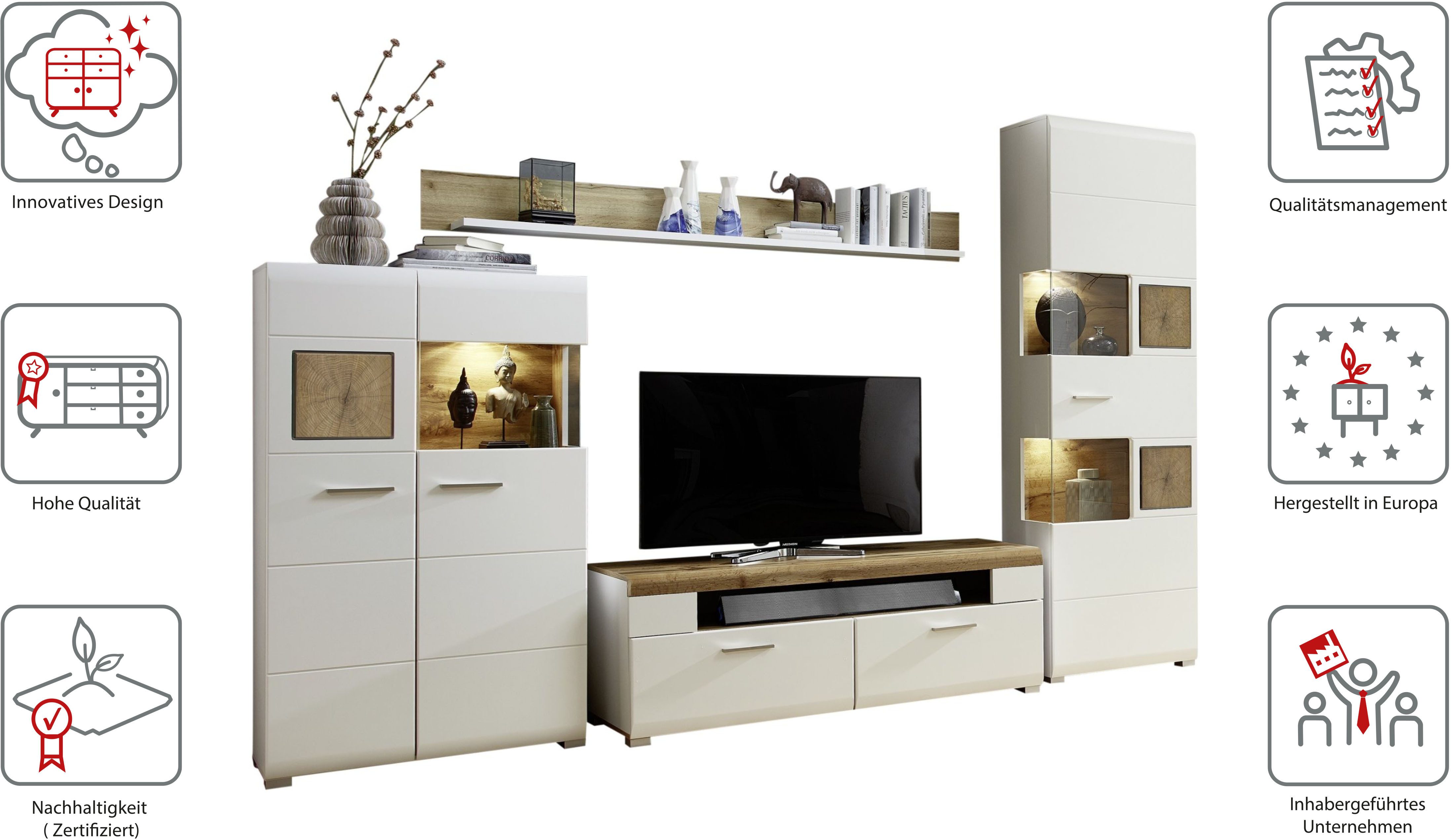 Innostyle Wohnwand FUN PLUS, (4-St), inkl. LED-Beleuchtung günstig online kaufen