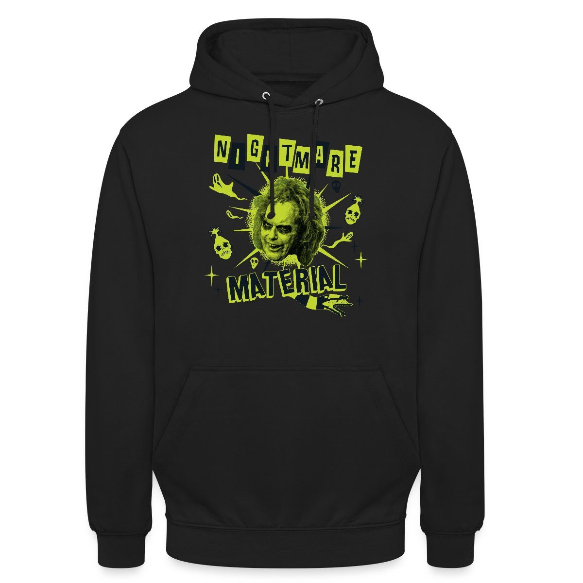 Spreadshirt Hoodie Beetlejuice 2 Nightmare Material Unisex Hoodie (1-tlg) Unisex-Schnitt: Sitzt bei Männern körpernah, bei Frauen weit