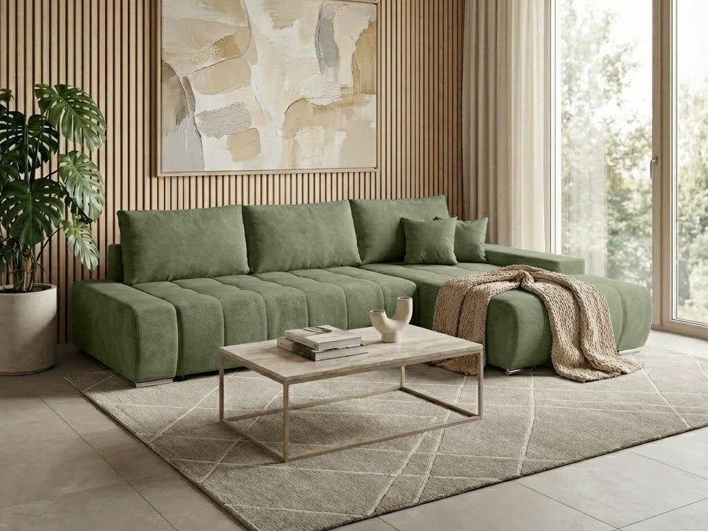 Beautysofa Ecksofa Draco L mit Schlaffunktion, in pflegeleichten Stoffen, Bettkasten
