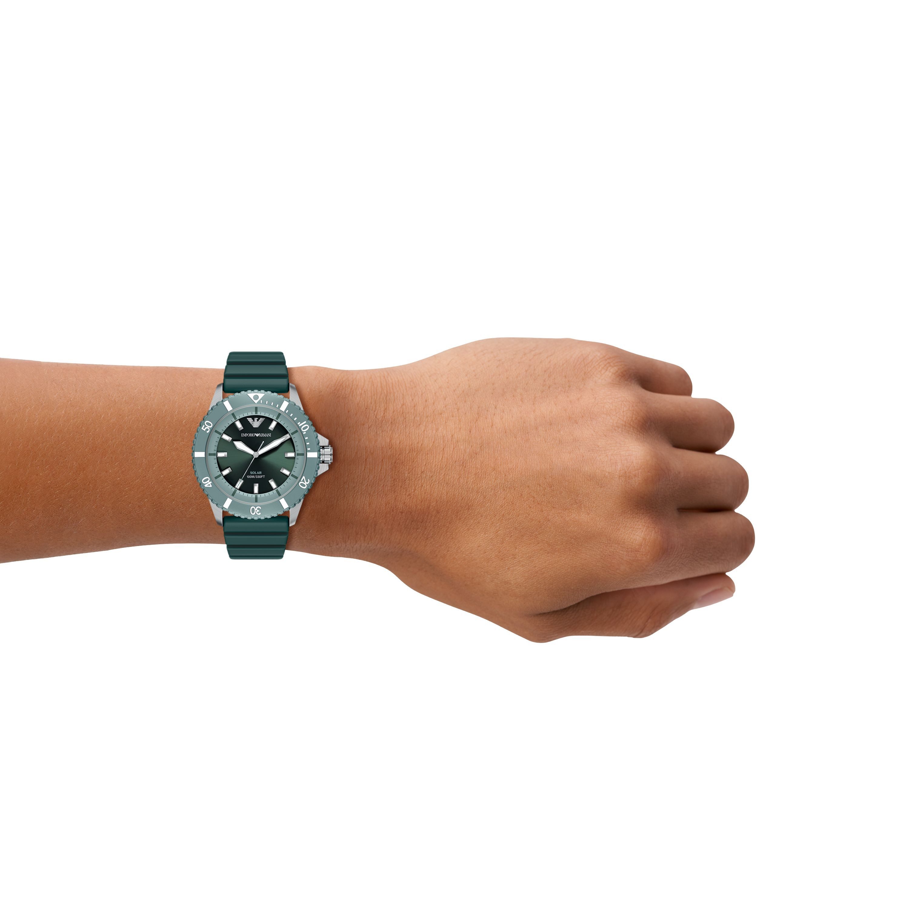 Emporio Armani Solaruhr WORLD EXPLORER AR11786, Armbanduhr, Herrenuhr, Silikonarmband, analog
