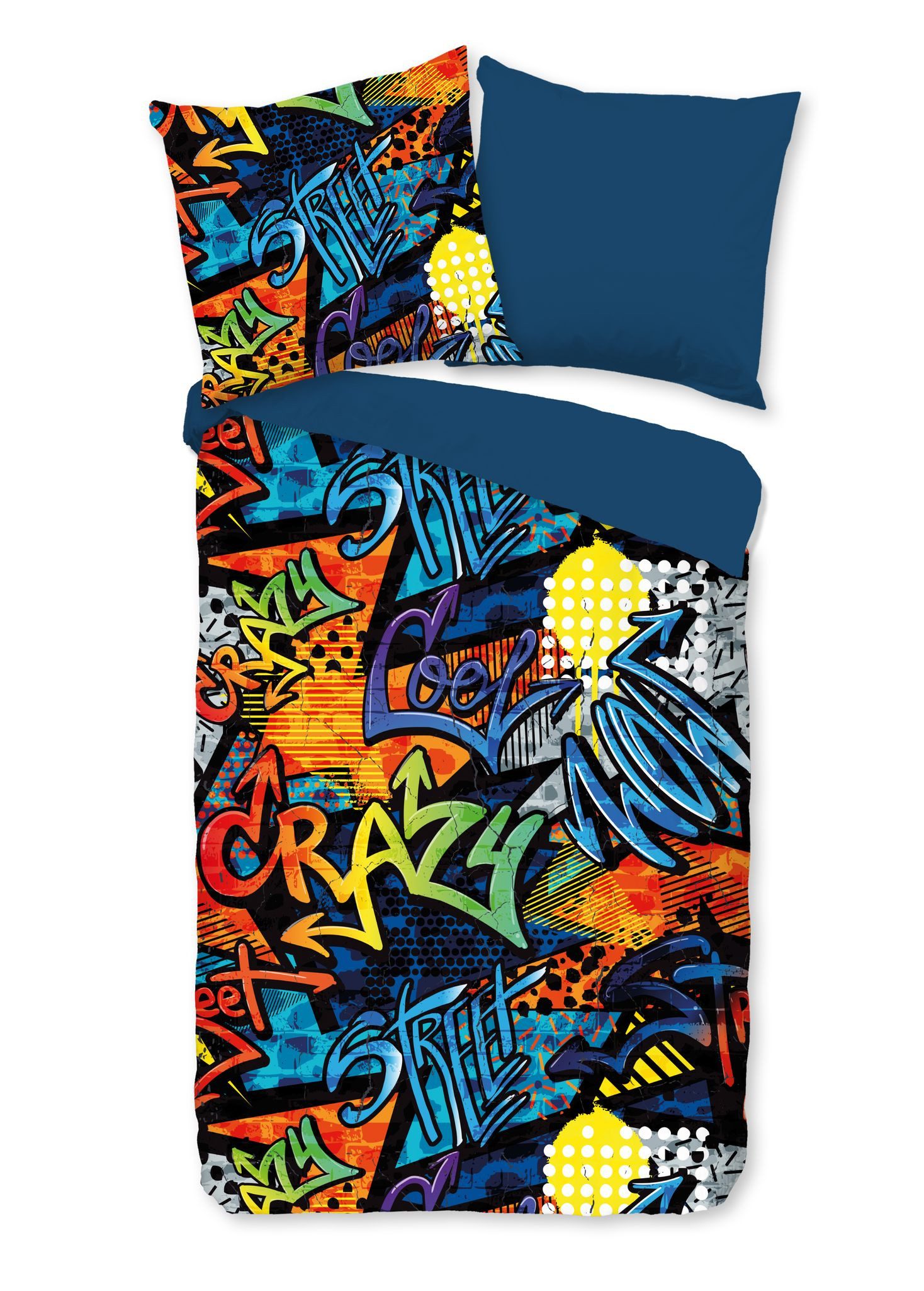 JACK Jugendbettwäsche 135x200cm Graffiti Street Art Style, Microfaser, 2 te günstig online kaufen