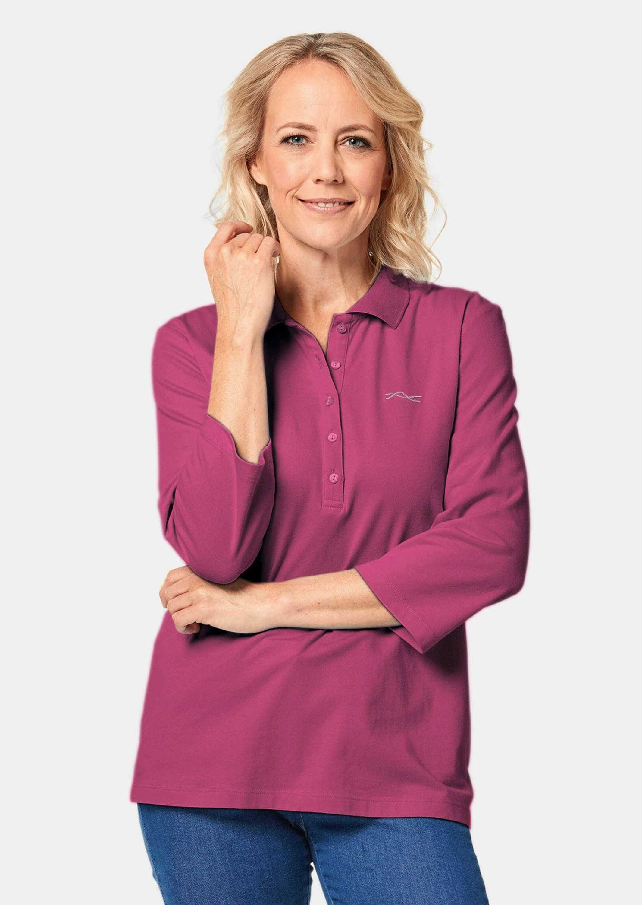 Poloshirt Baumwollshirt mit Glanzakzenten