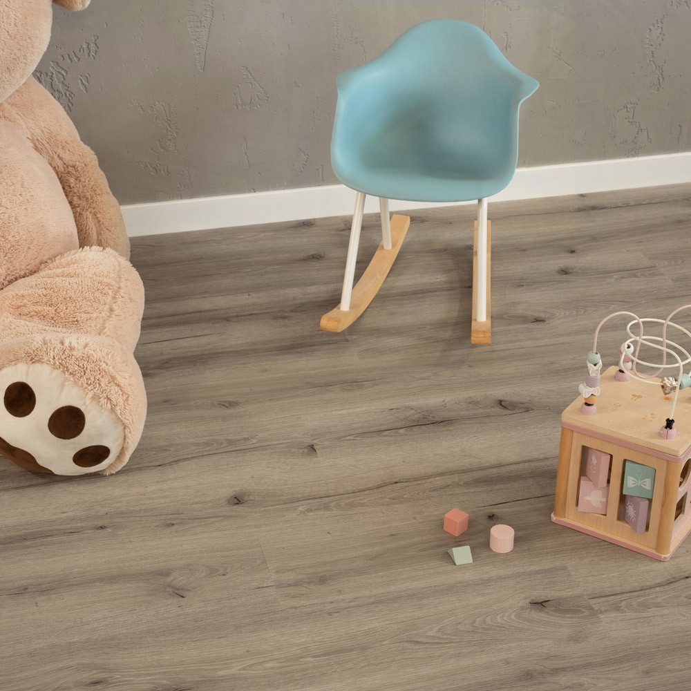 HOME DELUXE Виниловый ламинат Klick-Vinylboden mit Trittschall ROMIA - Eiche, Feuchtigkeitsresistente Beschichtung, Rutschfester Boden, Fußbodenheizung geeignet, Landhausdiele Holzstruktur, Виниловый ламинат mit Trittschall