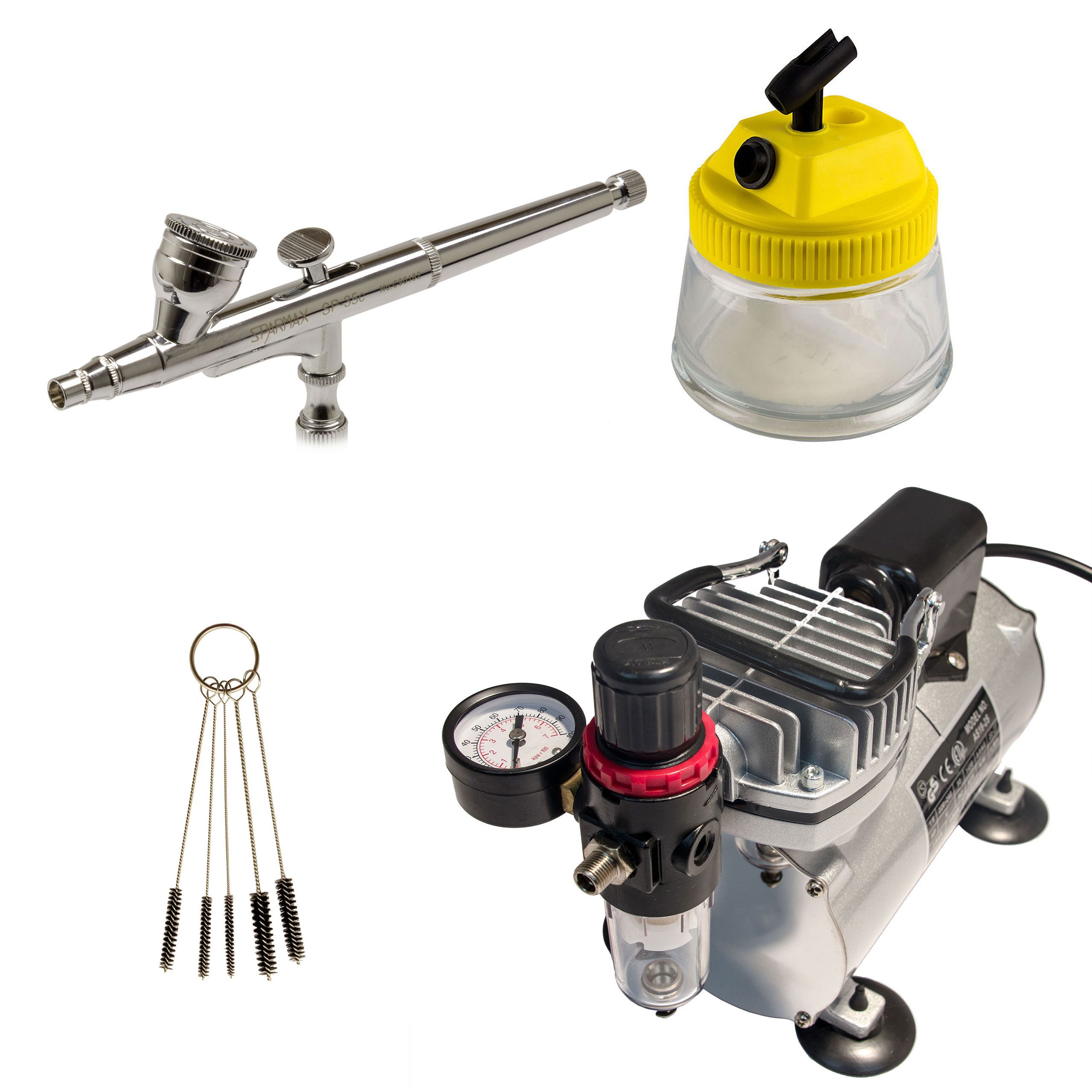 Airbrush-City Airbrush-Kompressor AC 18C + Sparmax SP-35c Airbrushpistole - Anfänger Airbrush-Set 03