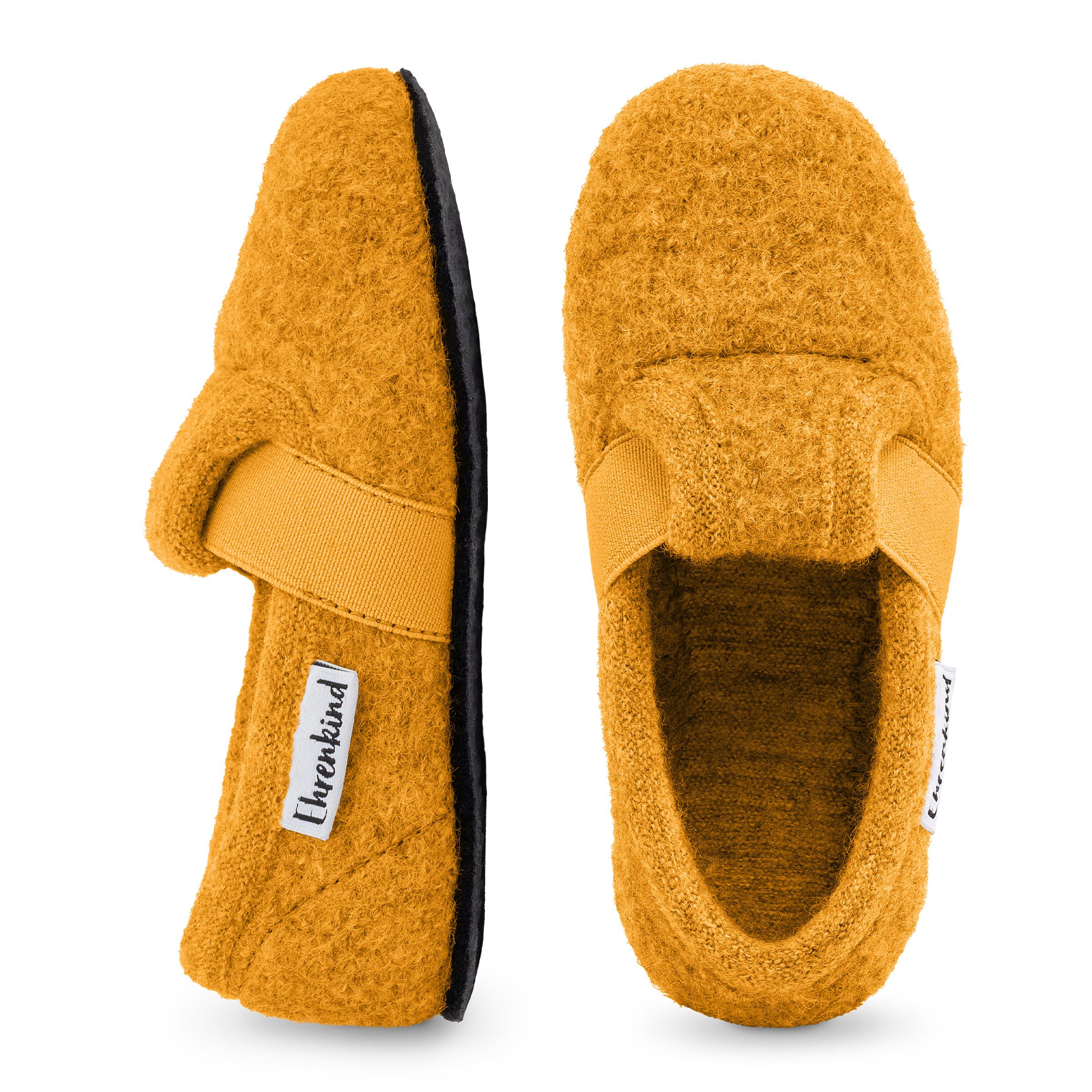 Ehrenkind Gemütliche, flache Kinder-Hausschuhe aus reiner Schurwolle Hüttenschuhe (atmungsaktiv & temperaturregulierend, rutschfest) ideal für Kindergarten, Schule und zu Hause