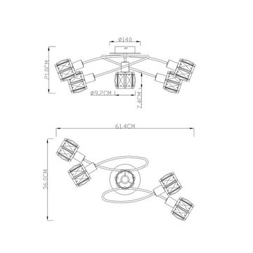 etc-shop LED Deckenleuchte, Leuchtmittel inklusive, Warmweiß, Decken Leuchte Glas Kristall Wohn Ess Zimmer Lampe Chrom Strahler im