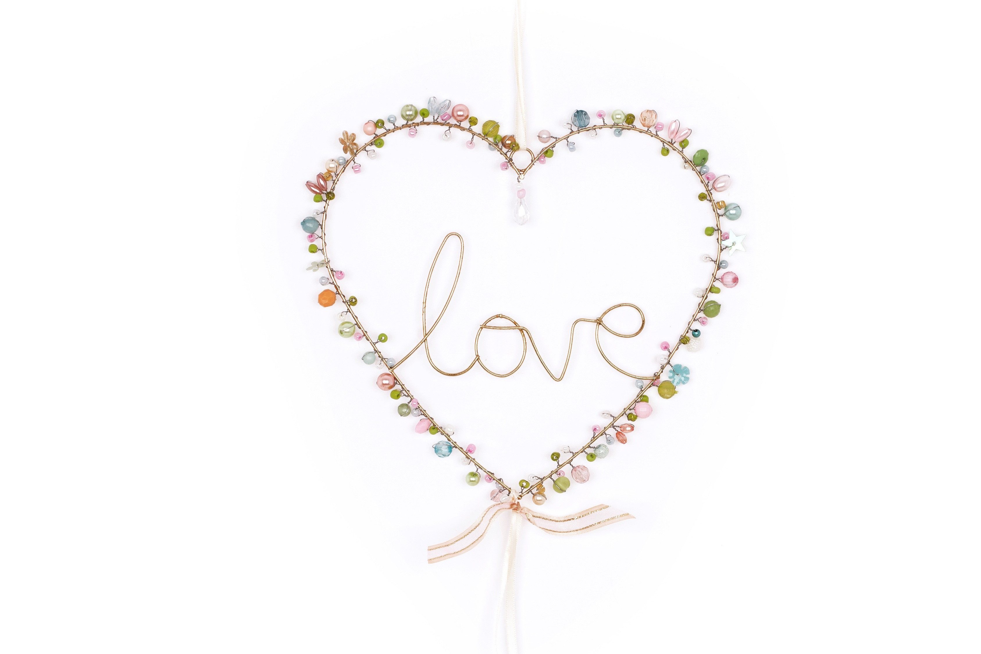 Overbeck And Friends Hängedekoration Perlen Deko Herz love, für Tür, Fenster und Wand