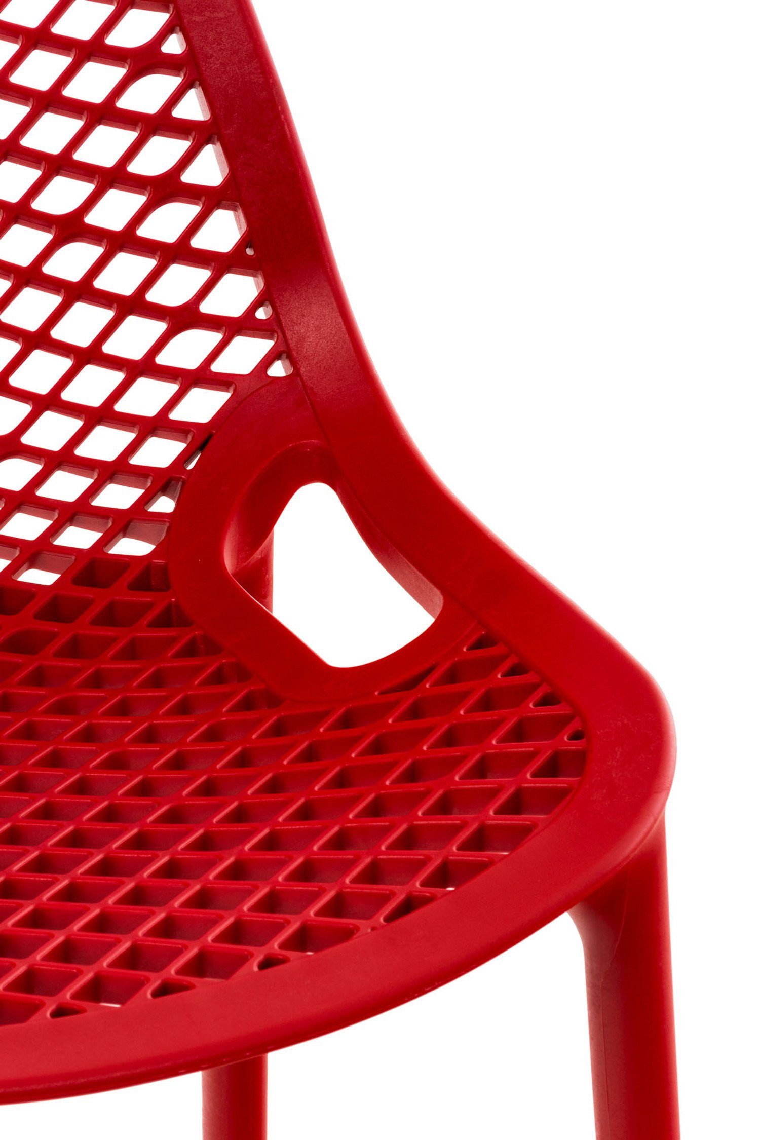 Hocker TPFLiving - (mit Kunststoff & - Fußstütze Barhocker Theke Kunststoff Sitzfläche: Air Rot angenehmer Gestell Küche), für