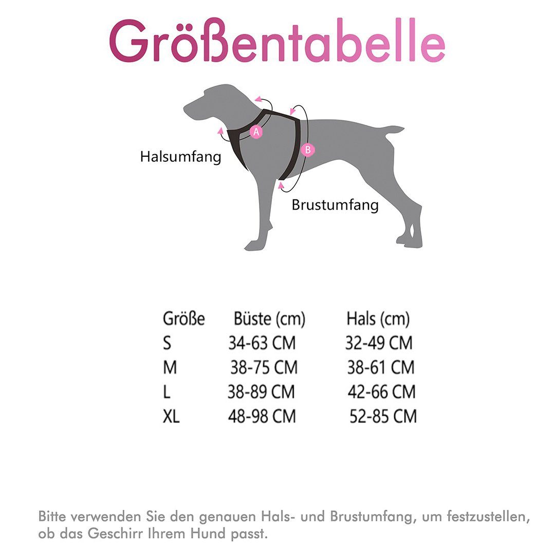 Aujelly Hundegeschirr für Hunde Anti Zug Geschirr No Pull Sicherheitsgeschirr Kleine Mittlere Hunde Brustgeschirr Dog Harness Pink XS 