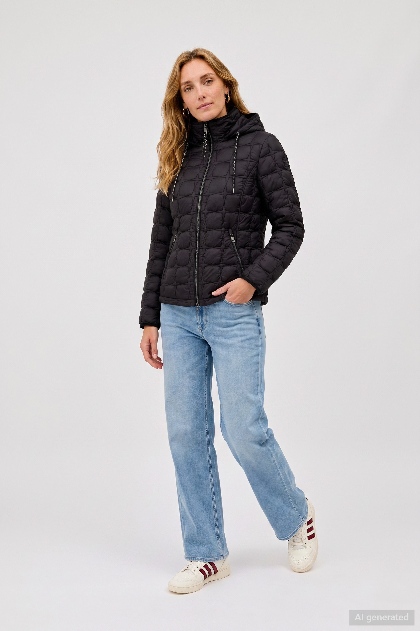 Barbara Lebek Steppjacke warme Damenjacke oder Herbstjacke mit abnehmbarer Kapuze
