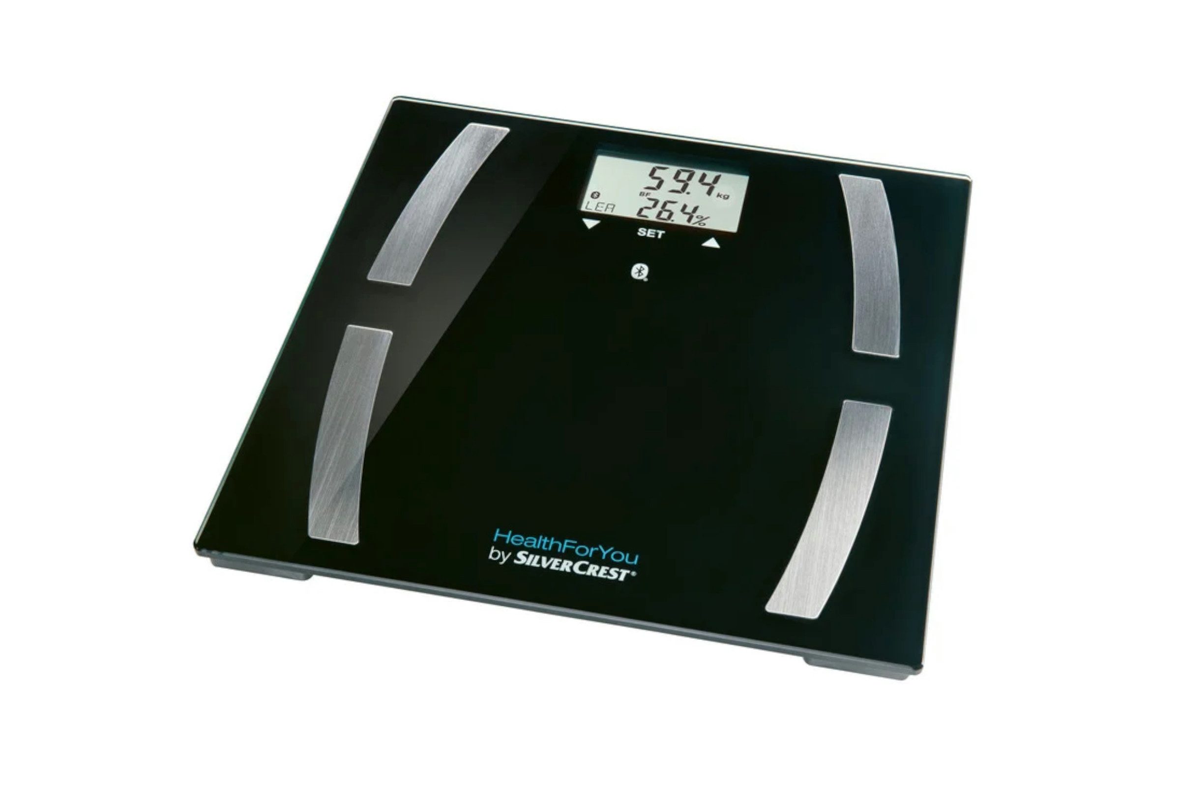 SilverCrest Körper-Analyse-Waage Silvercrest Diagnosewaage SBF77 Bluetooth Appfunktion Schwarz