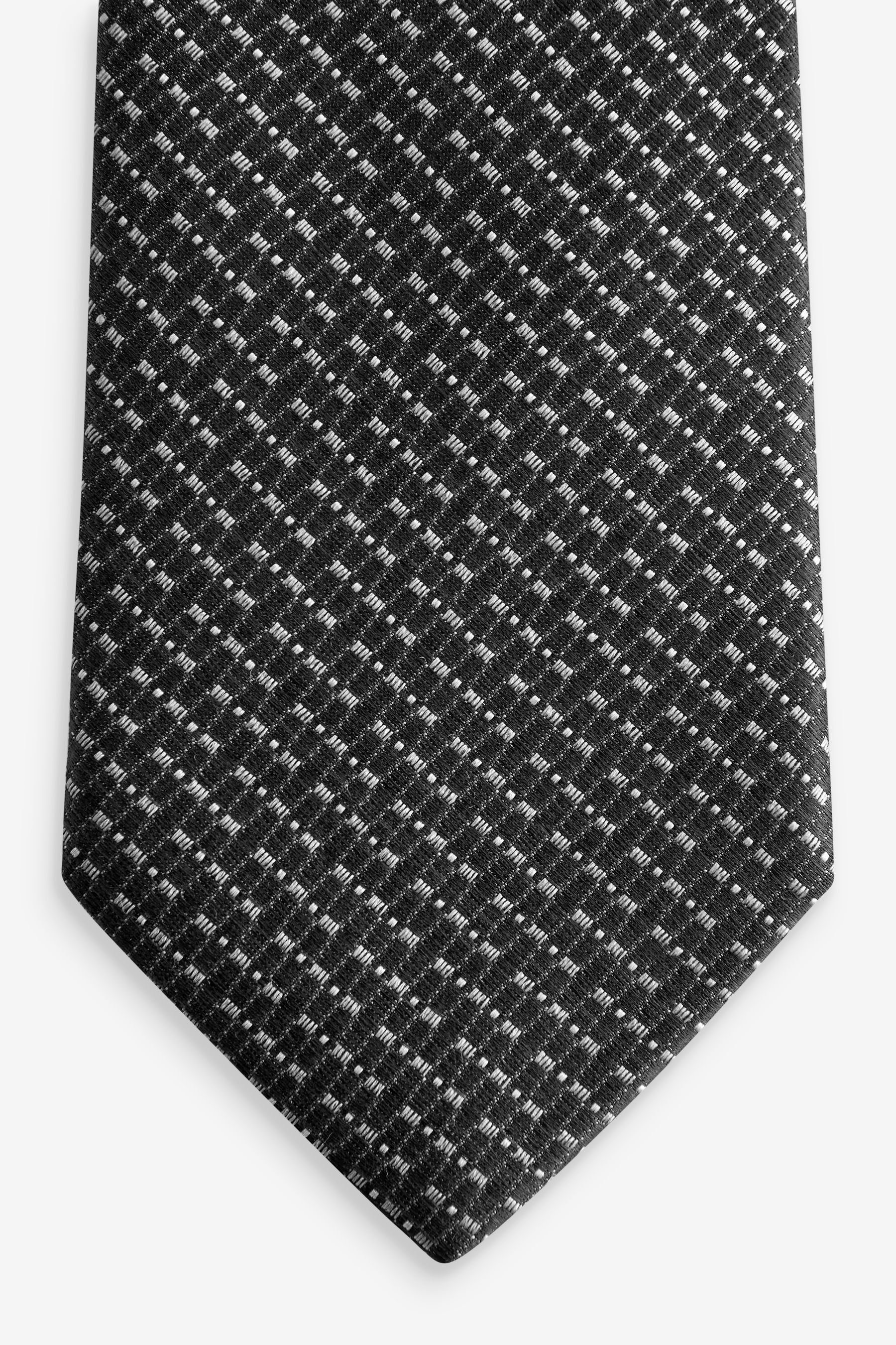Next Signature-Krawatte, (1-St) Krawatte hergestellt in Italien Black/Silver