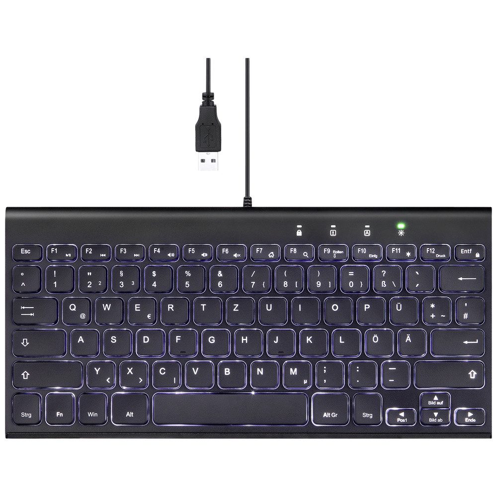 Perixx Perixx PERIBOARD-429 DE USB Tastatur Deutsch, QWERTZ Schwarz Beleuchte Tastatur