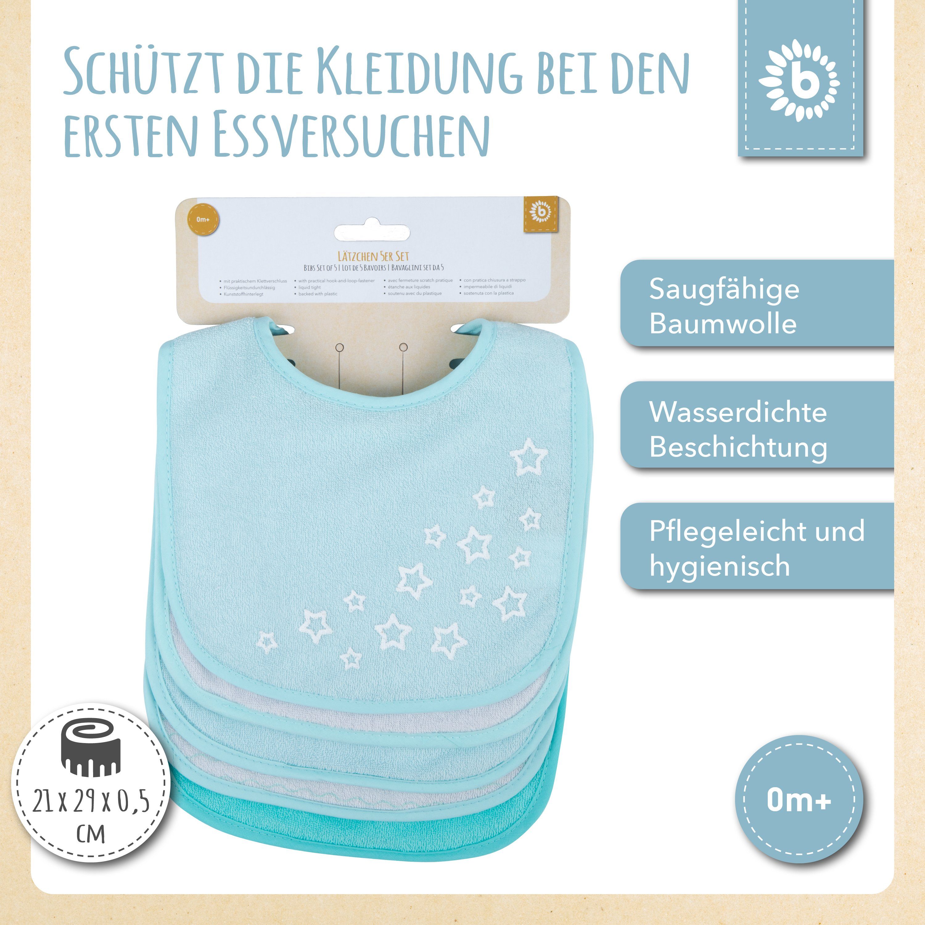 BIECO Lätzchen Bieco Baby Lätzchen 5er Pack Wasserdicht Schlabberlatz Sabberlätzchen – Bild 2 von 5