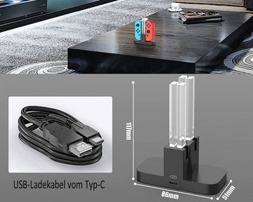 Sross Ladestation,Ladestation für Nintendo Switch 4 in 1 Joy-Con Controller Controller-Ladestation (Joy-Con Ladegerät Typ-C Kabel, mit individueller LED-Anzeige)