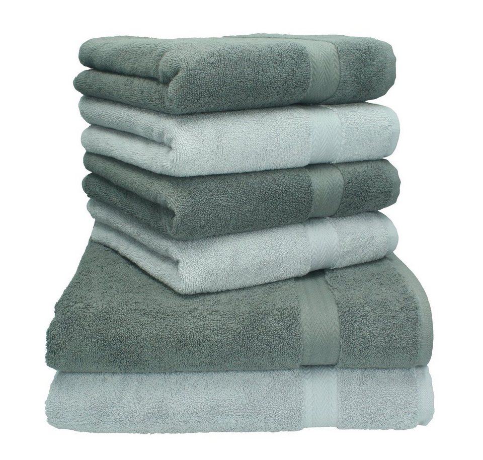 Betz Handtuch Set 6-TLG. Handtuch-Set Premium 100% Baumwolle 2 Duschtücher  4 Handtücher Farbe anthrazit und Silbergrau, 100% Baumwolle