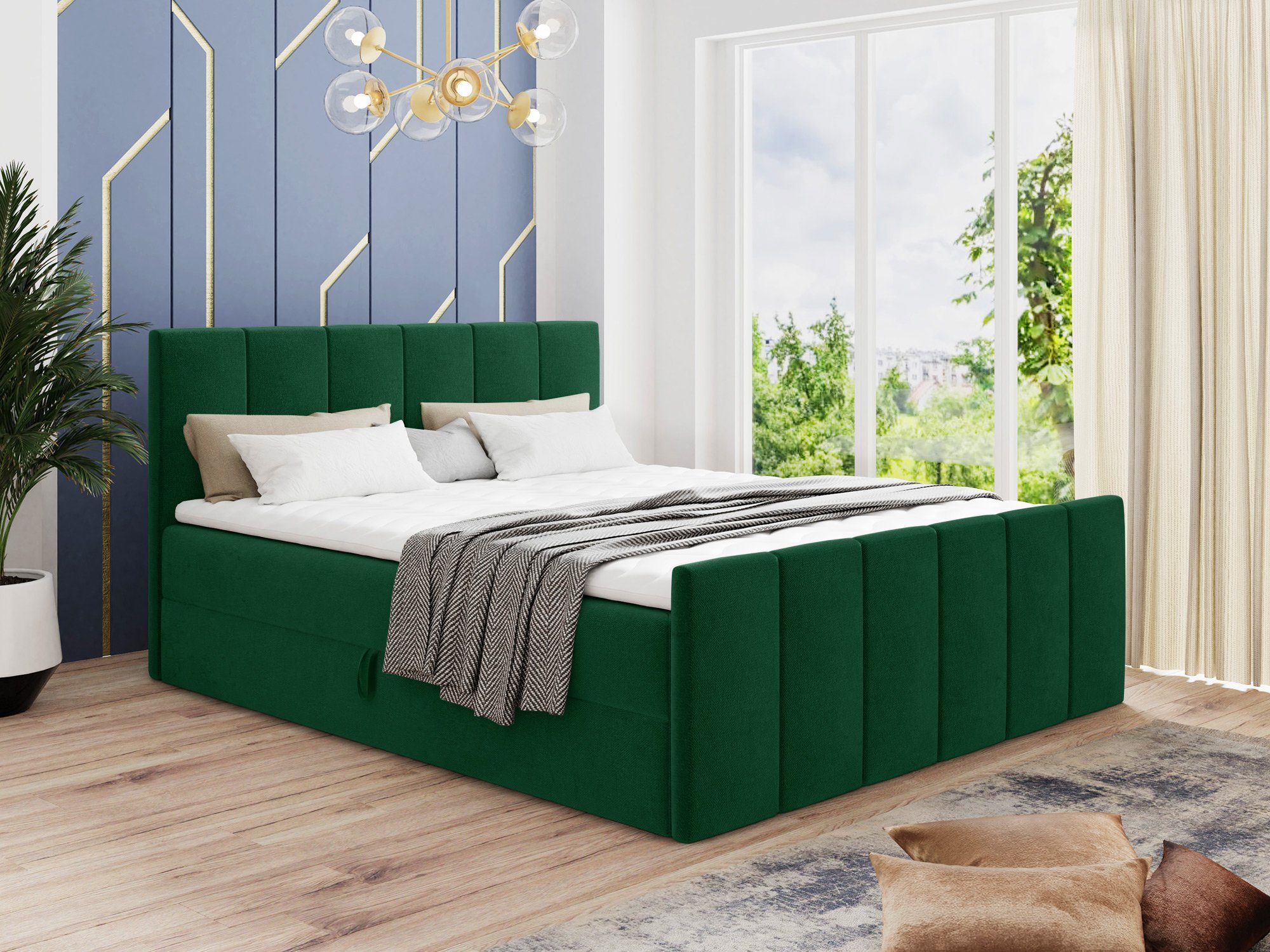 Sofnet Boxbett Star Lux (mit zwei Bettkästen, Bonell-Matratze und Topper), Doppelbett, Polsterbett mit Kopfteil und Fußteil, Boxspringbett