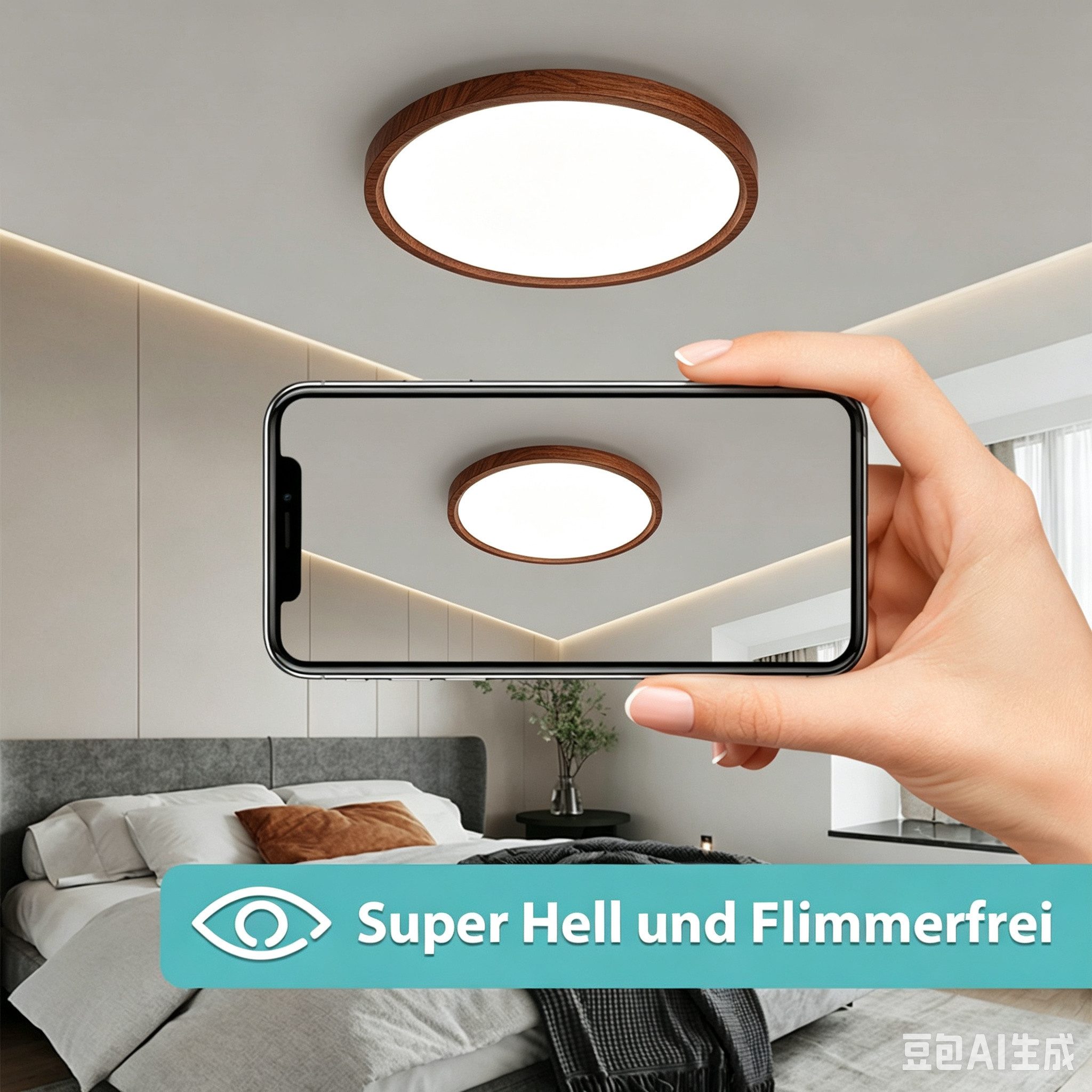 JDONG LED Deckenleuchte Flach Rund Ø23CM/30CM/40CM/50CM Deckenlampe, Rund Flach, 4000K Neutralweiß, Lamp für Wohnzimmer Schlafzimmer Küche Balkon Büro Flur – Bild 4 von 5