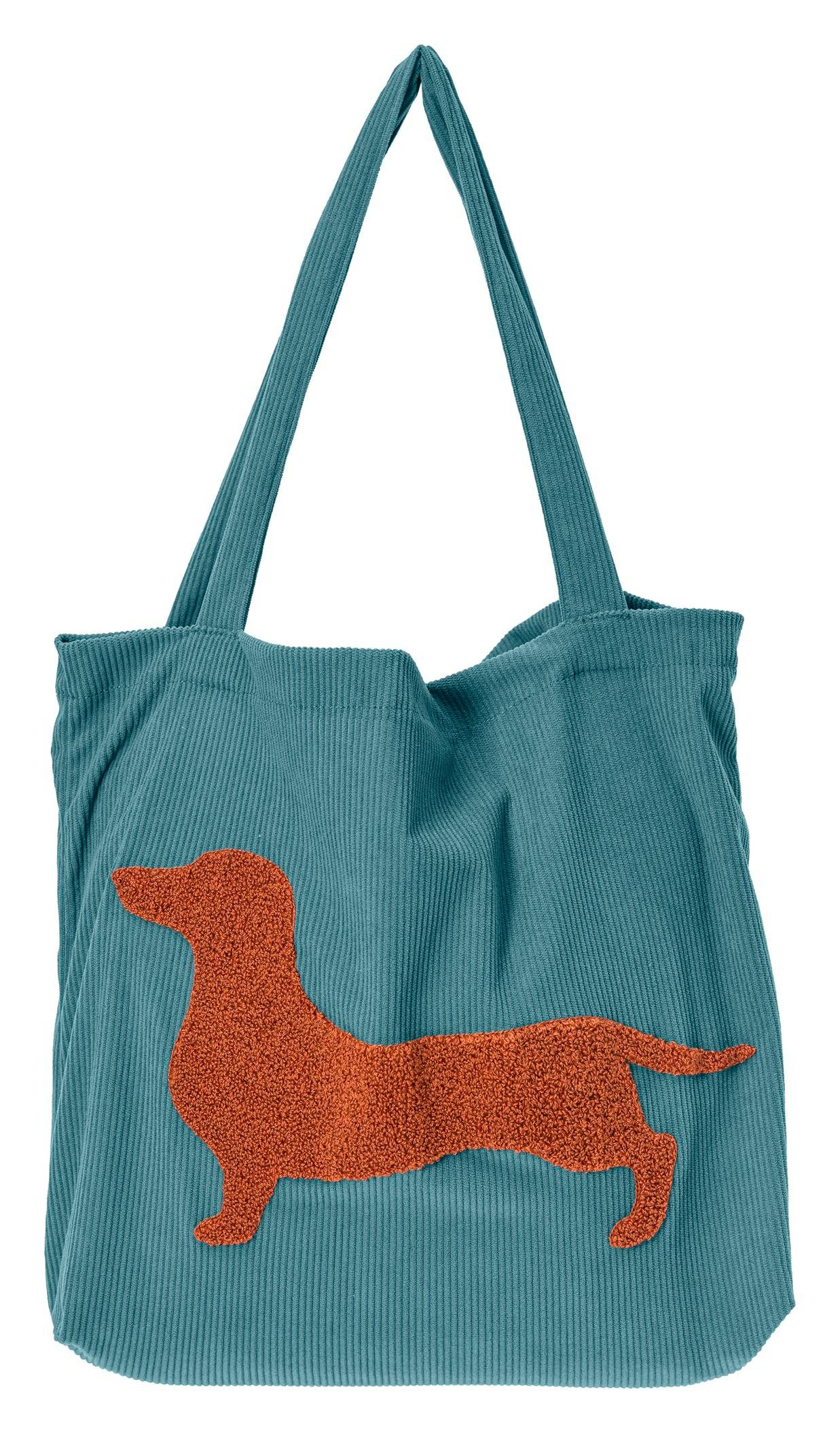 Magma Heimtex Umhängetasche Cordstofftasche Pixie 3D-Effekt getuft Tiermotiv Hund Katze Hirsch (1-teilig, 1-tlg), Einkaufstasche Shopper