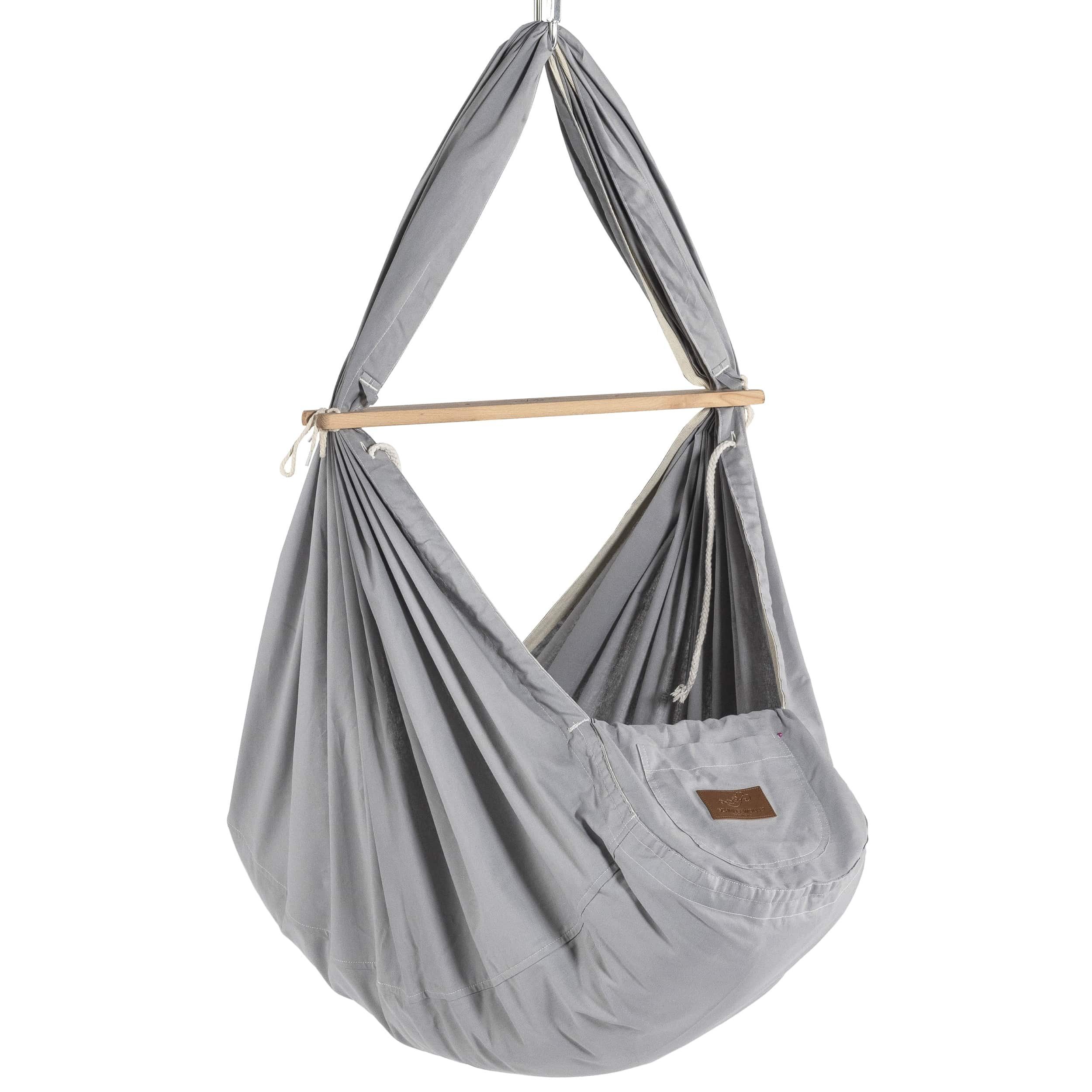 Stubenbett Federwiege Bio Grey mit Tipi Weiß und Motor