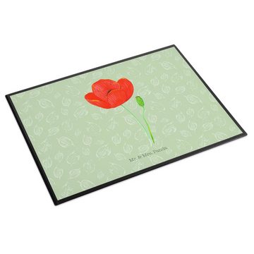 Mr. & Mrs. Panda Schreibtischunterlage Blume Mohnblume - Blattgrün - Geschenk, Schreibwaren, Frühlings Deko, (1 tlg)