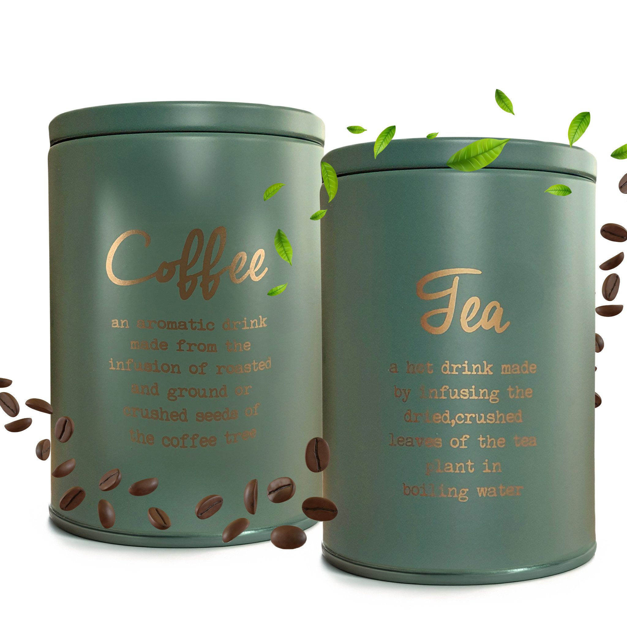 Vorratsdose Kaffeedose & Teedose, Stahl Vorratsdosen Set Ø 11 x 15 cm