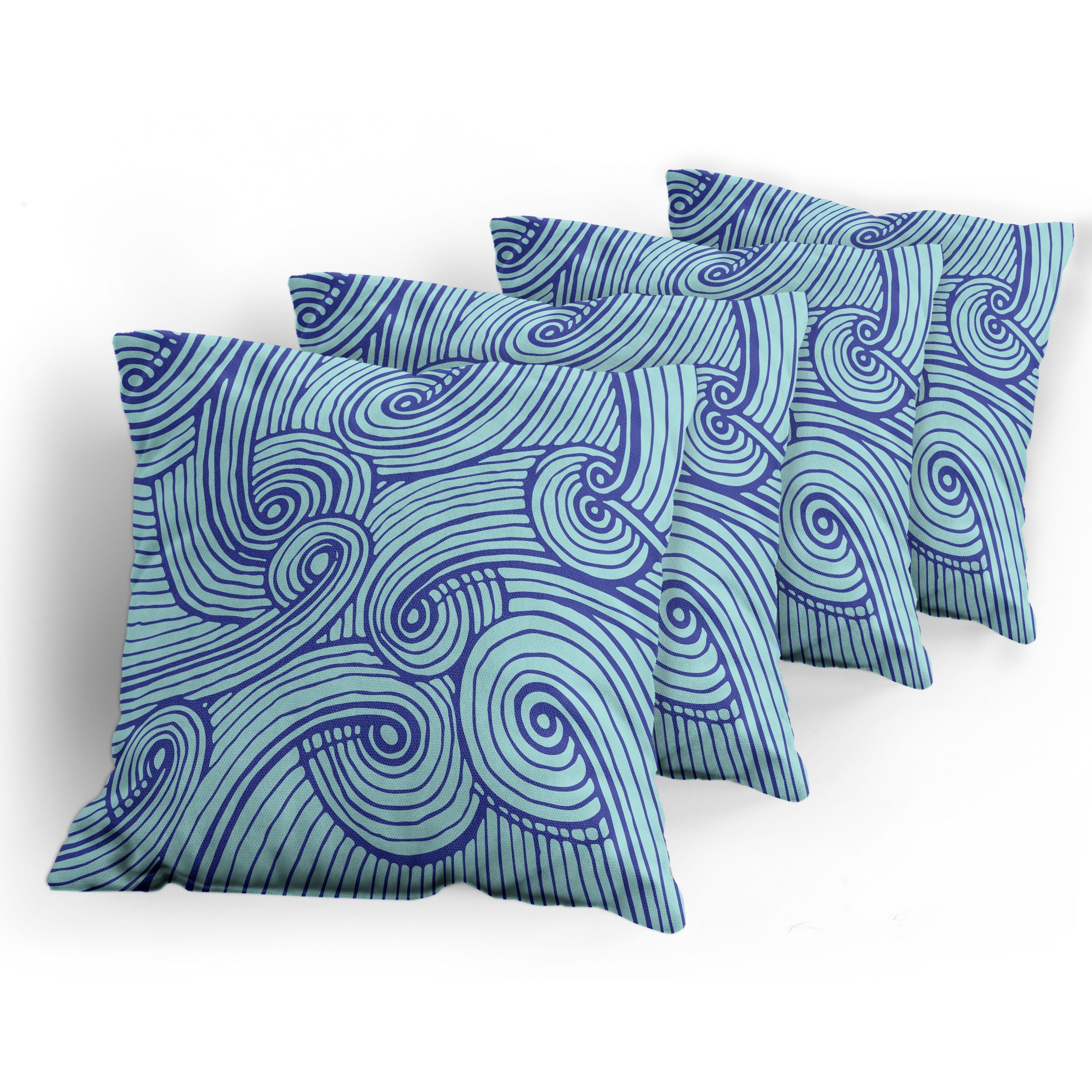Abstrakte Abakuhaus Kissenbezüge Ozean Modern Spiralen Blau Doppelseitiger Digitaldruck, Stück), Accent Wellenförmige (4