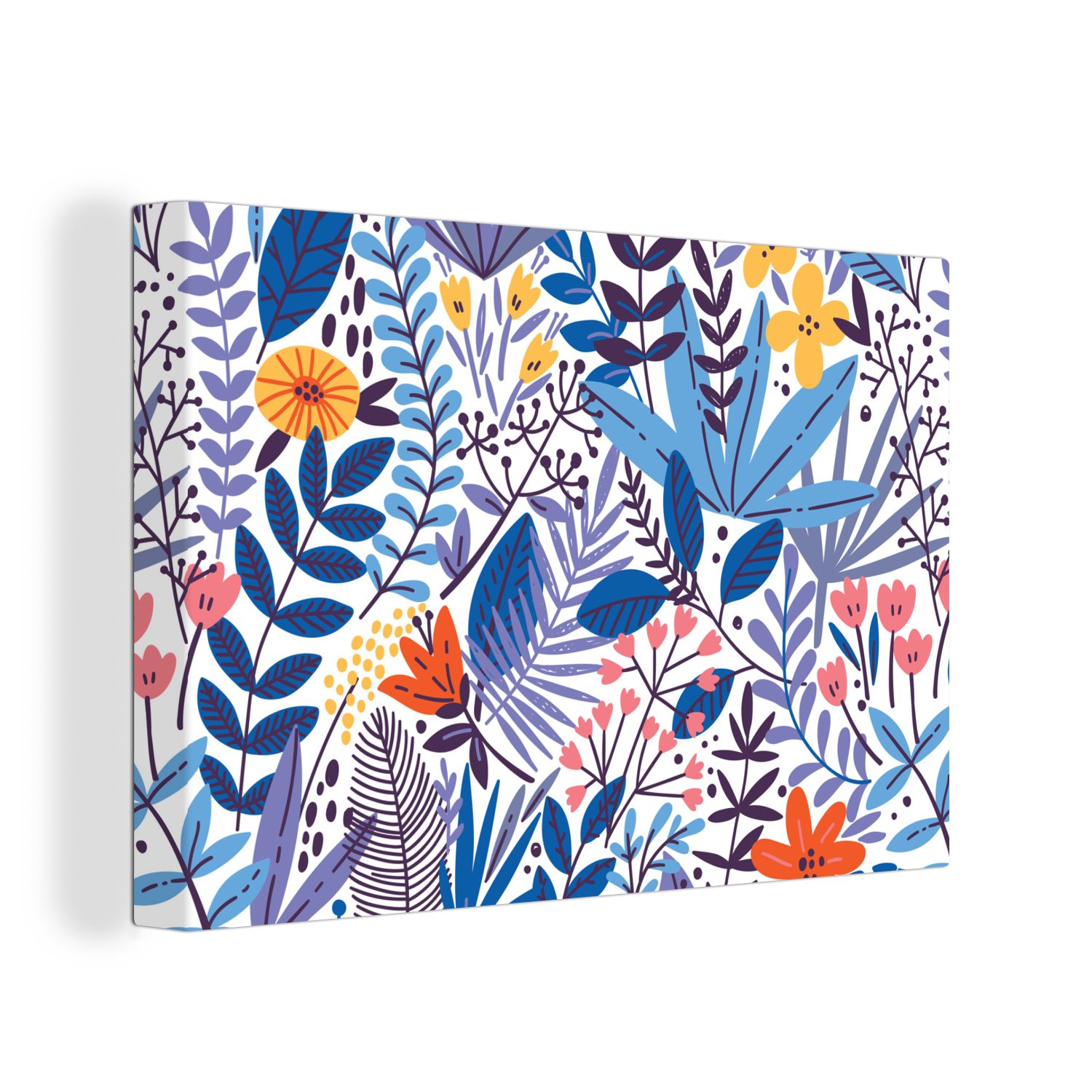 Muster, St), cm - Pflanzen Blätter Wanddeko, - - Leinwandbild Wandbild OneMillionCanvasses® Sommer Aufhängefertig, 30x20 Leinwandbilder, (1