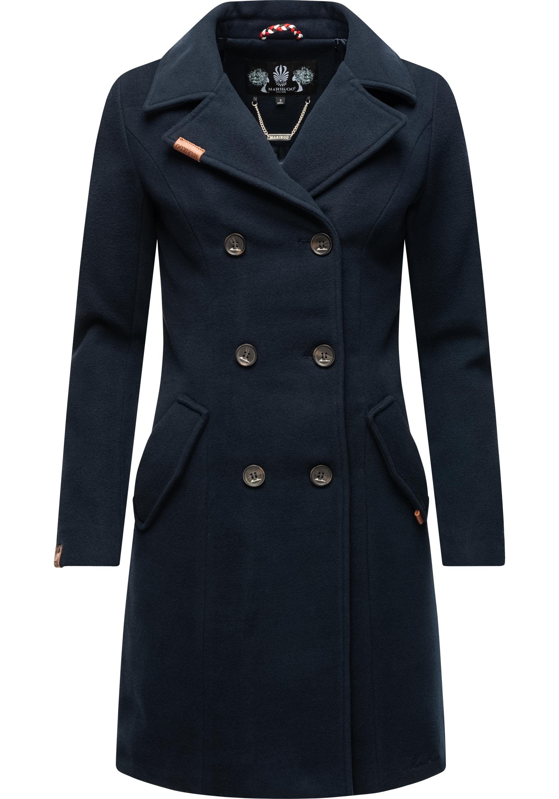 Marikoo Wintermantel Nanakoo edler Damen Trenchcoat in Wollmantel-Optik