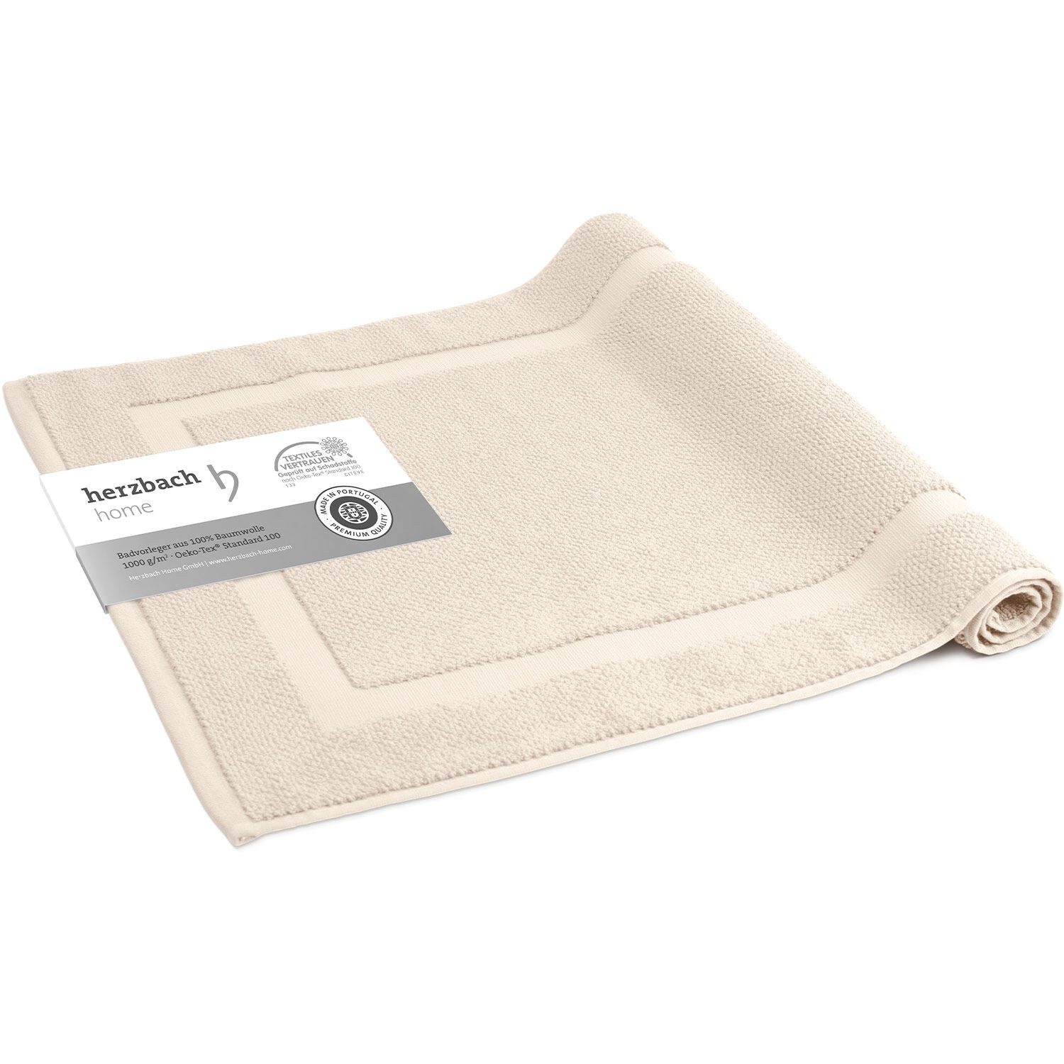 herzbach home Badematte Spa 50x80 cm, Baumwolle, Rechteckig, 1000g/m², Premium-Qualität, 100% Baumwolle, mit Bordüre