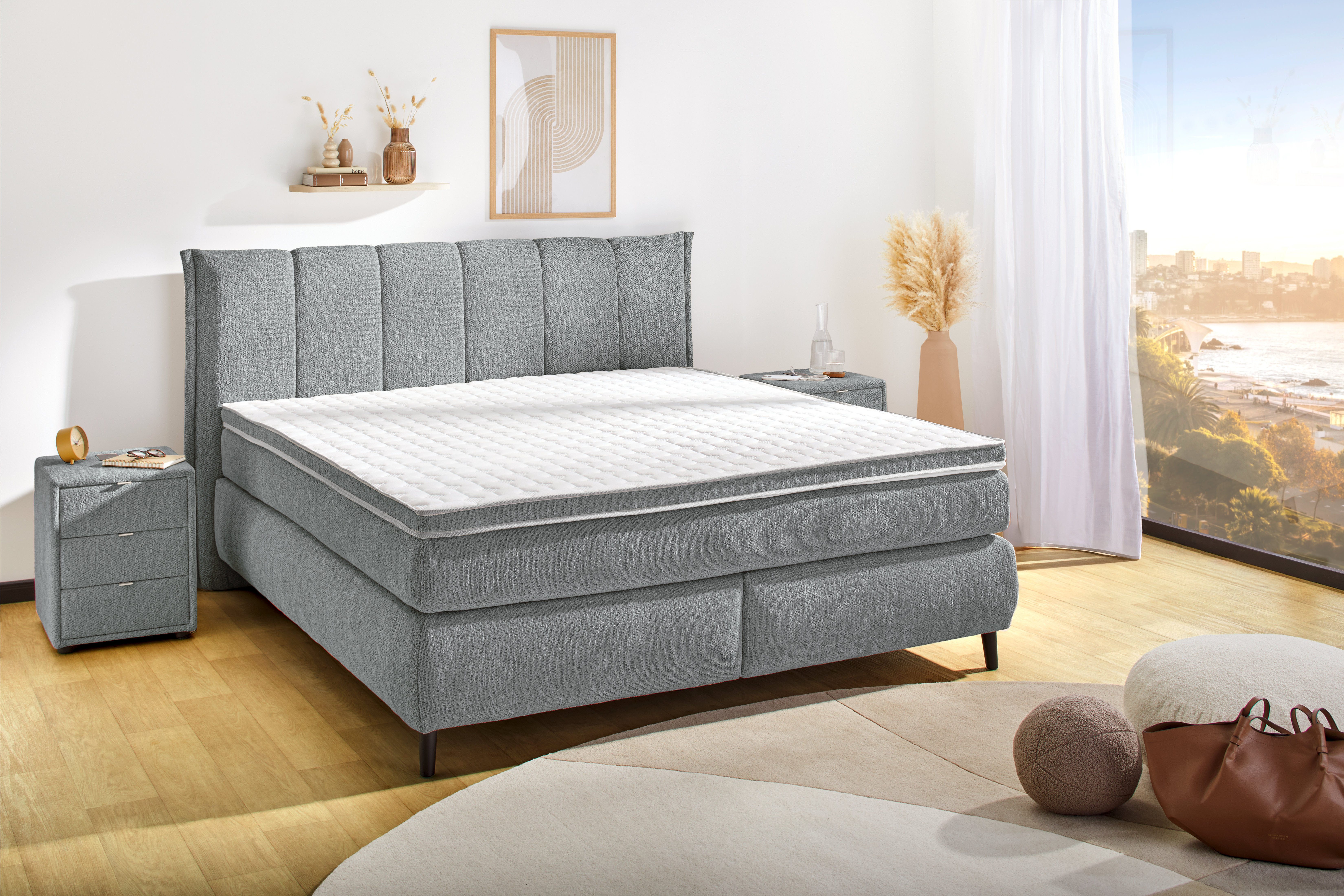 Jockenhöfer Gruppe Boxspringbett Isabella, in 160x200cm oder 180x200 cm, Härtegrade wählbar, inkl. 7-Zonen-TTFK-Matratze und Kaltschaumtopper