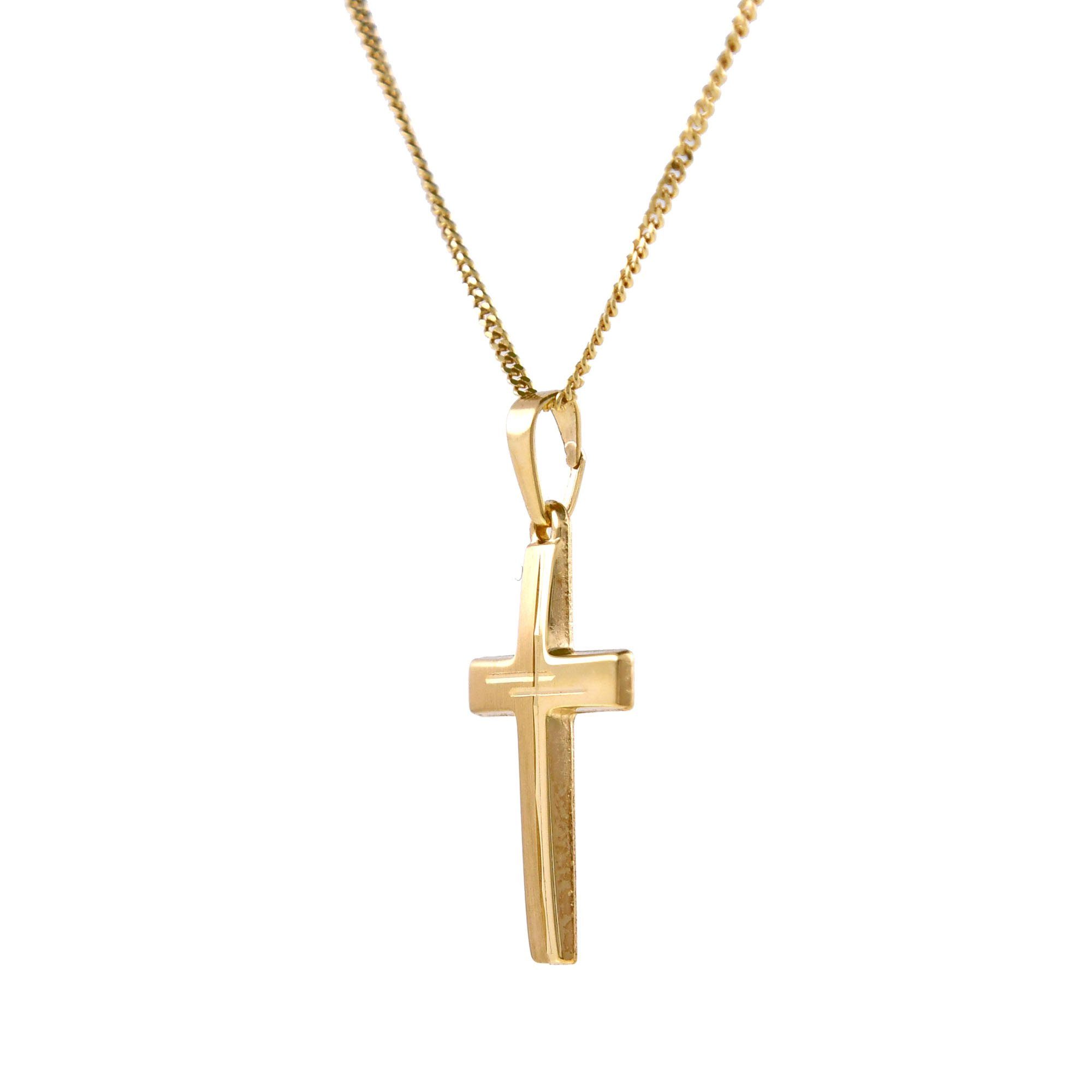 3. Bild von HOPLO Kette mit Anhänger »Anhänger Kreuz 585 14 Karat Gold mit massiver Goldkette 1,1 mm 585-14 Karat Gold Juwelier Qualität« (inkl. Schmuckbox), Made in Germany