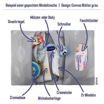 JOLLAA Wickeltasche Bird Rose & Romance, Windeltasche, kleine Wickeltasche für Windeln & Feuchttücher