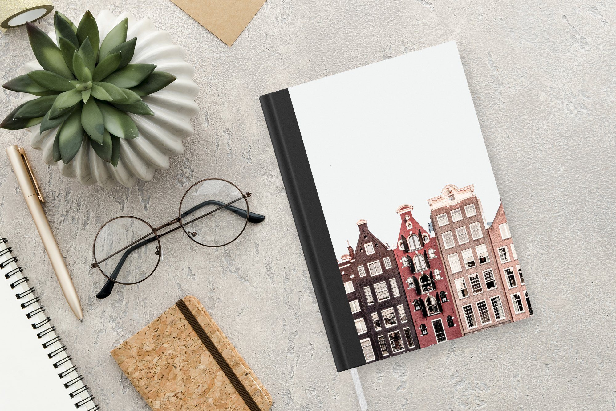 Haushaltsbuch Straße, - Merkzettel, MuchoWow - Notizheft, Tagebuch, Journal, Seiten, Notizbuch Häuser Amsterdam A5, 98 Architektur -