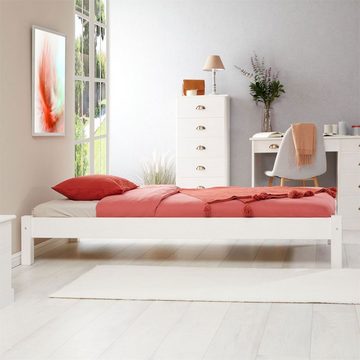 IDIMEX Futonbett TAIFUN, Futonbett Holzbett Bett Einzelbett weiß 90 x 190 cm Bettgestell