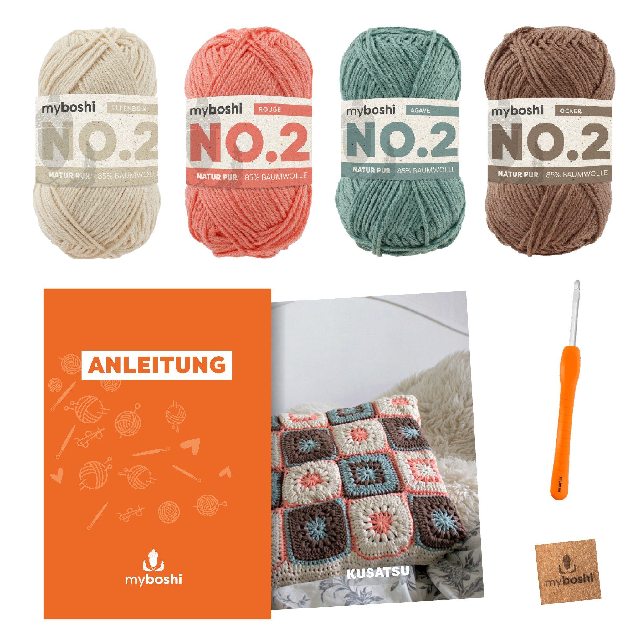 myboshi Kreativset Häkelset Kissen Kusatsu No.2 Wolle Nadel, (1-tlg)