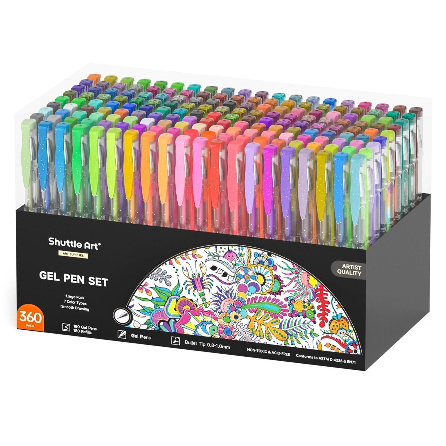 LuxusKollektion Gelschreiber Gelstift Set 360 Farben, 180 Stifte 180 Minen