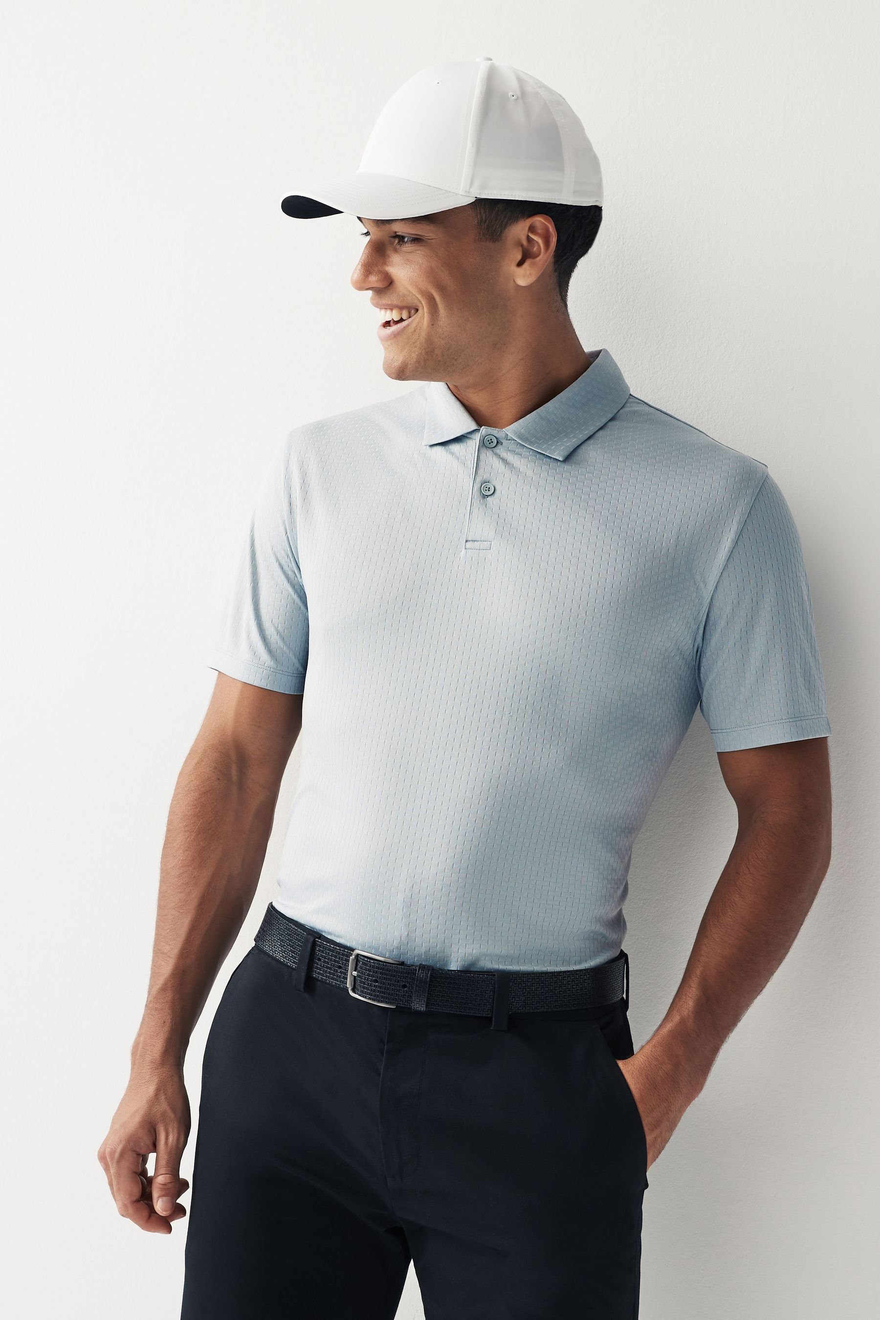 Next Poloshirt Strukturiertes Golf & Active Polohemd (1-tlg) Grey | Poloshirts