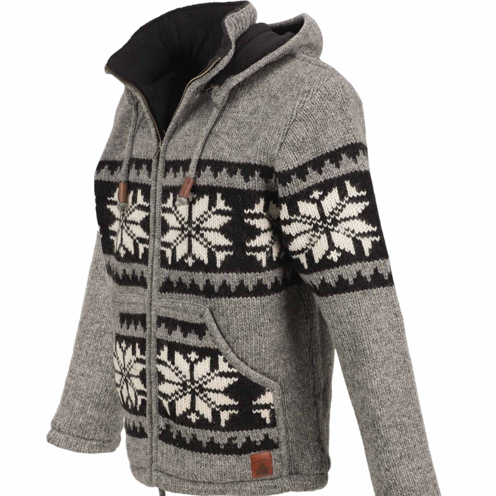 KUNST UND MAGIE Kapuzenstrickjacke Strickjacke Schurwolle Klassich Nordisch günstig online kaufen