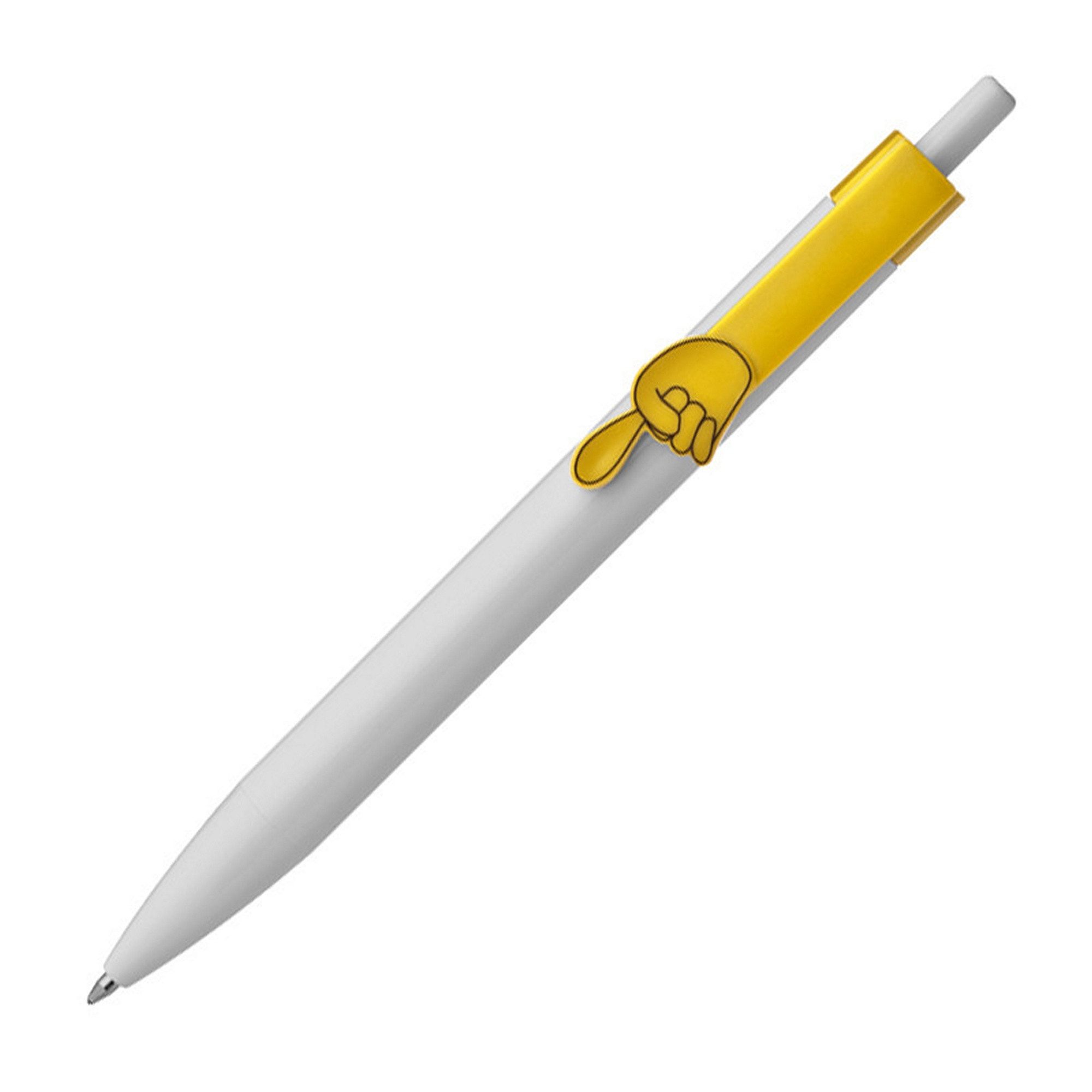 Kugelschreiber 100x Druckkugelschreiber / "Fingerzeig" / Clipfarbe: gelb