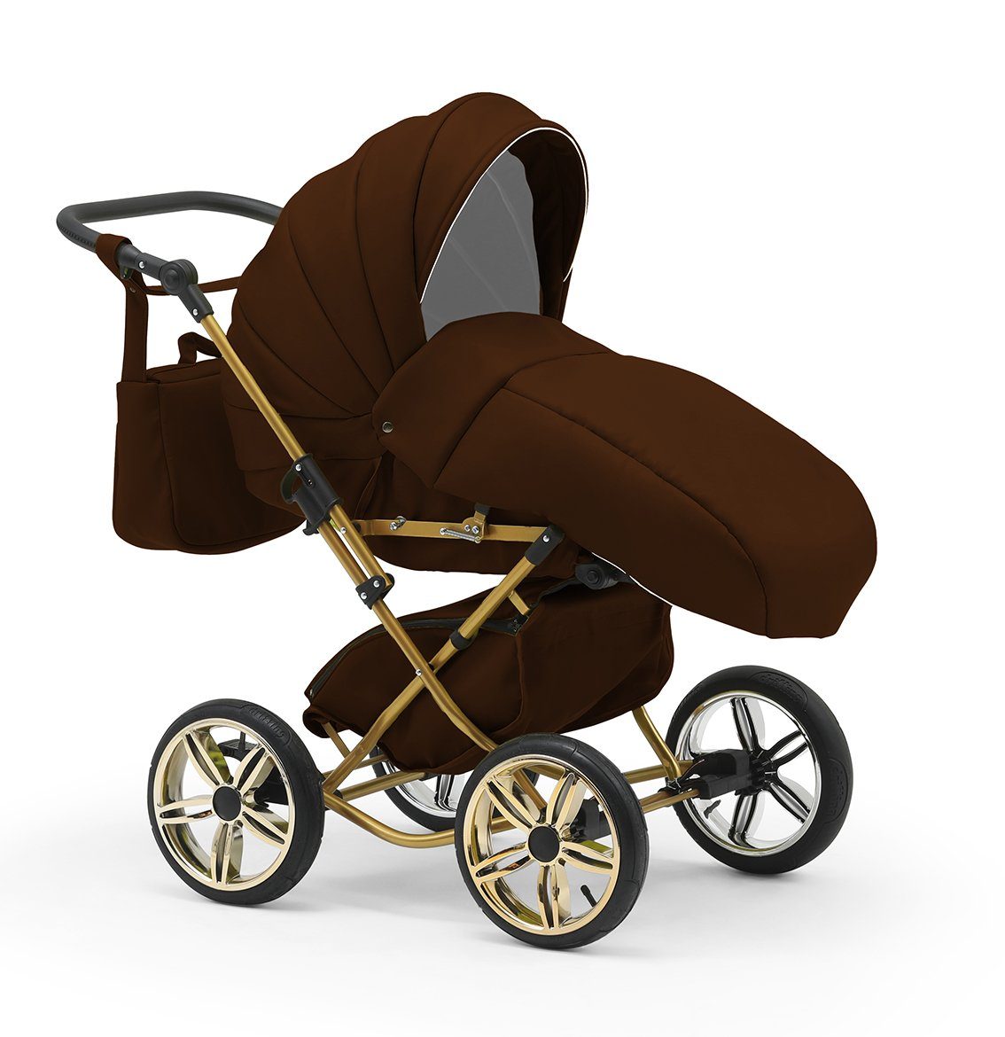 babies-on-wheels Kombi-Kinderwagen inkl. - 10 1 Base 14 - in in Teile Autositz und 4 Iso Sorento Braun-Weiß Designs