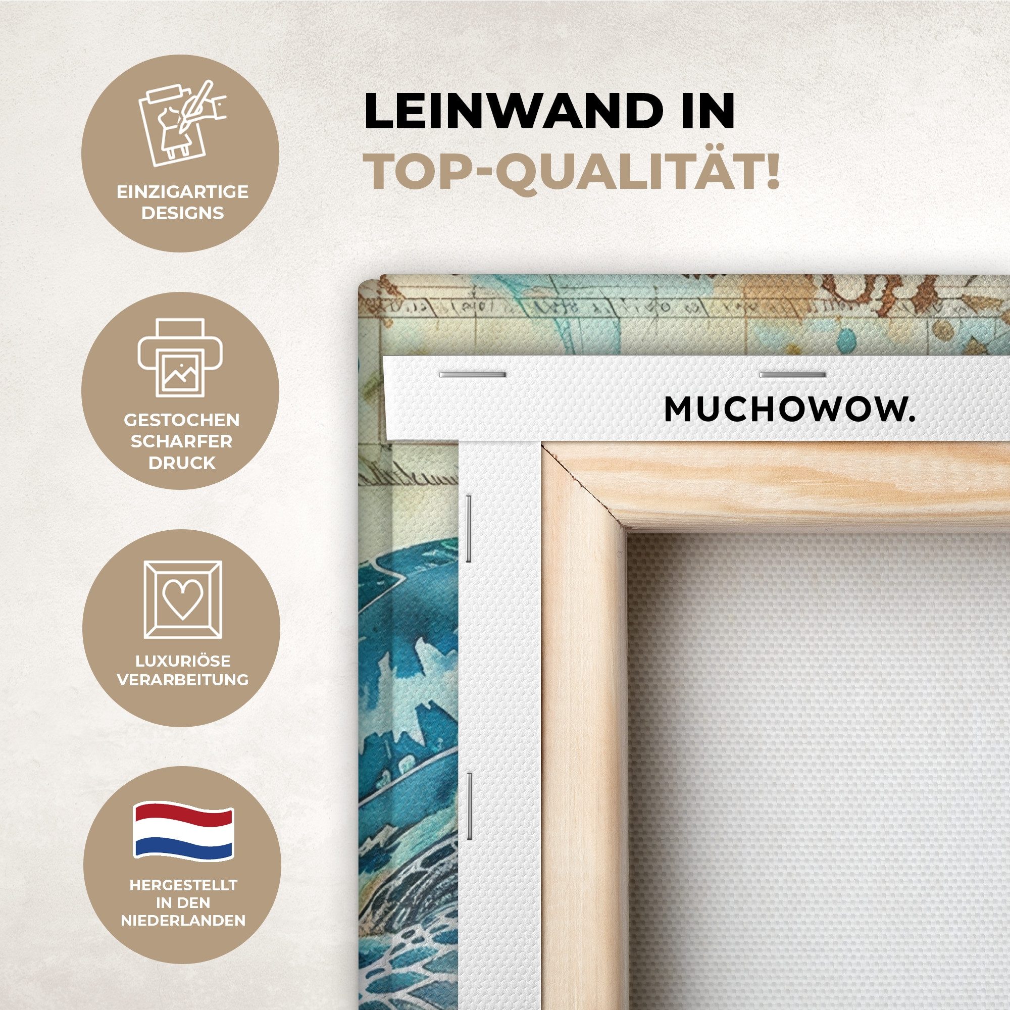 OneMillionCanvasses® Leinwandbild Weinlese - Schildkröte - Meerestiere - Aq günstig online kaufen