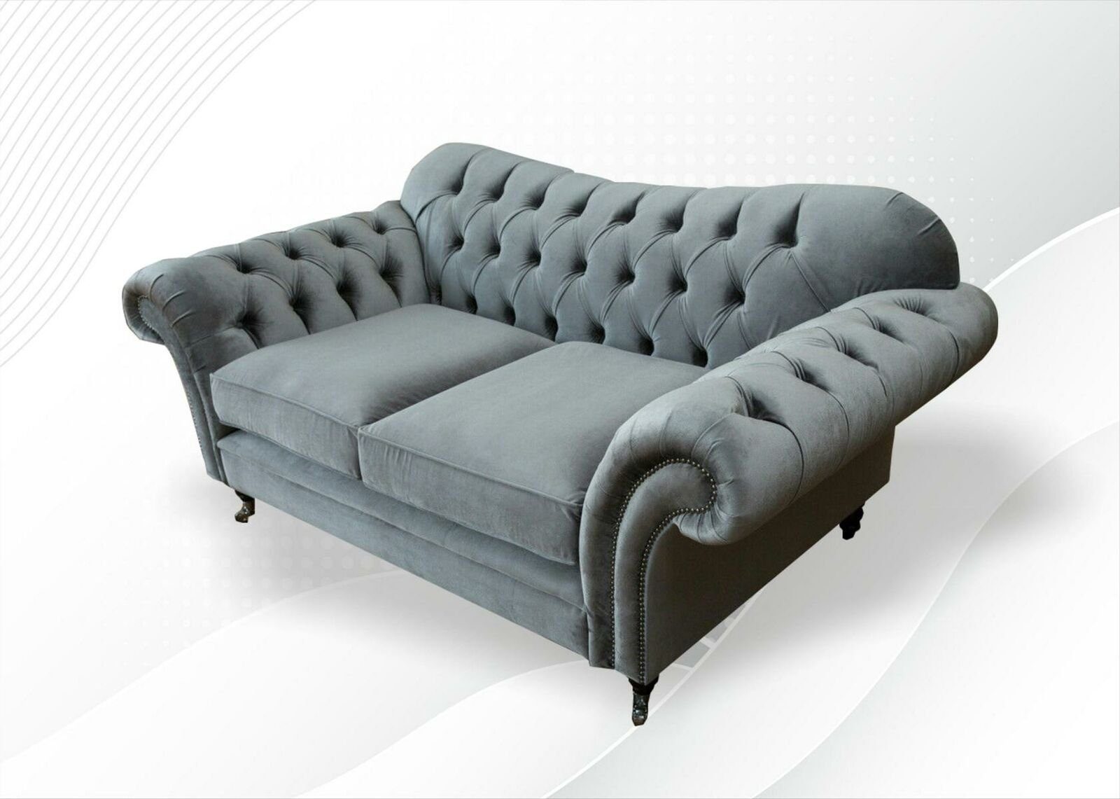 Chesterfield Sofa Sofas JVmoebel Design Sofa Luxus 2 Polster Textil Chesterfield-Sofa, Sitzer