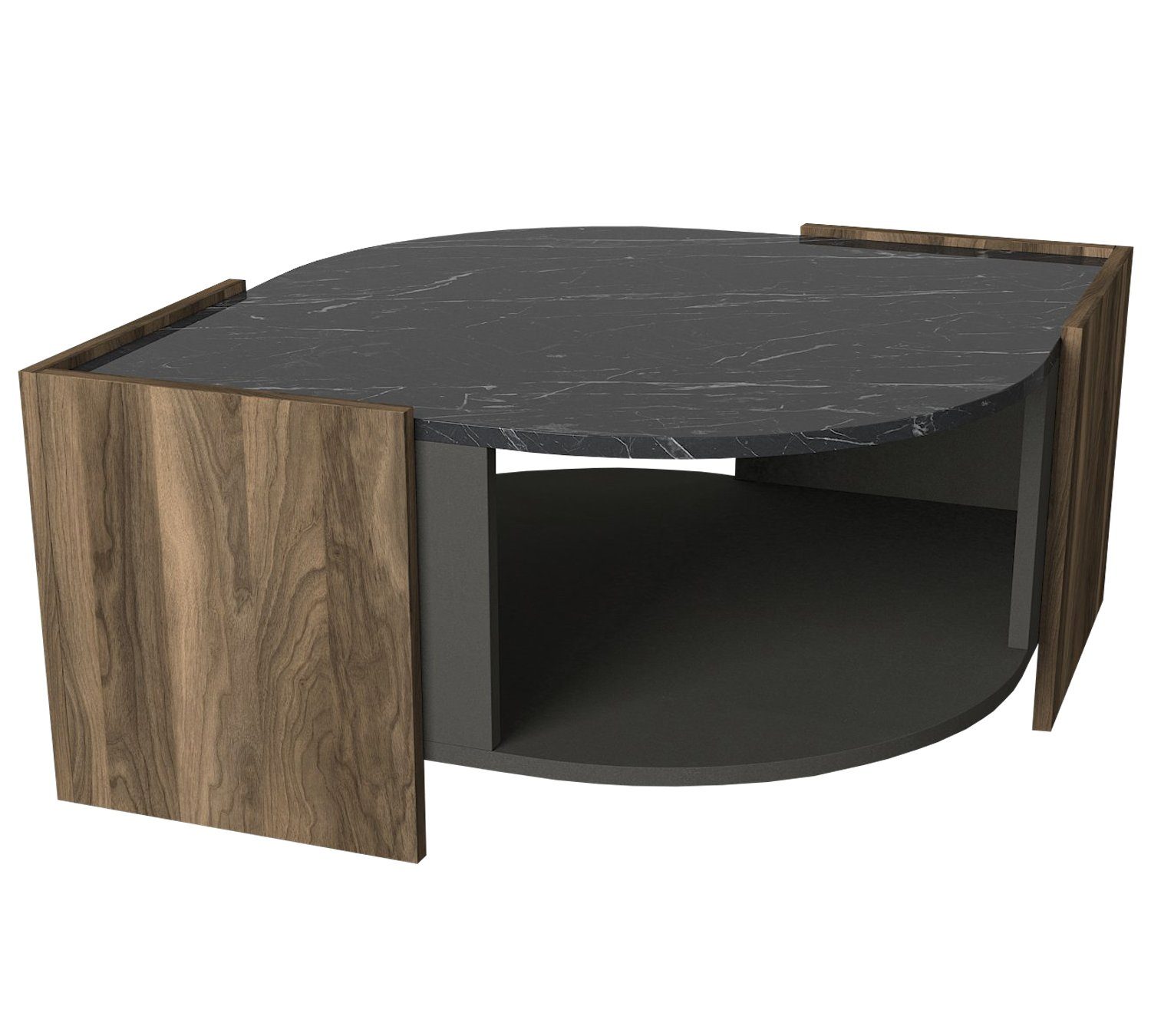 moebel17 Couchtisch Couchtisch Marbel Walnuss Marmor Optik (Einzelmöbel, 1- günstig online kaufen