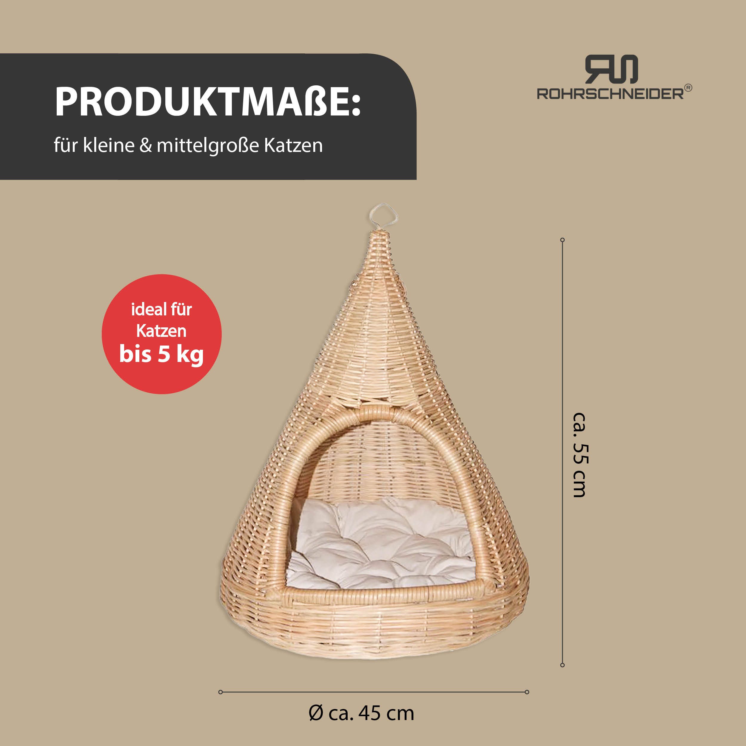 Rohrschneider Tierhöhle Hänge-Katzenkorb Sammy, Katzenbett Rattangeflecht, Katzenhöhle