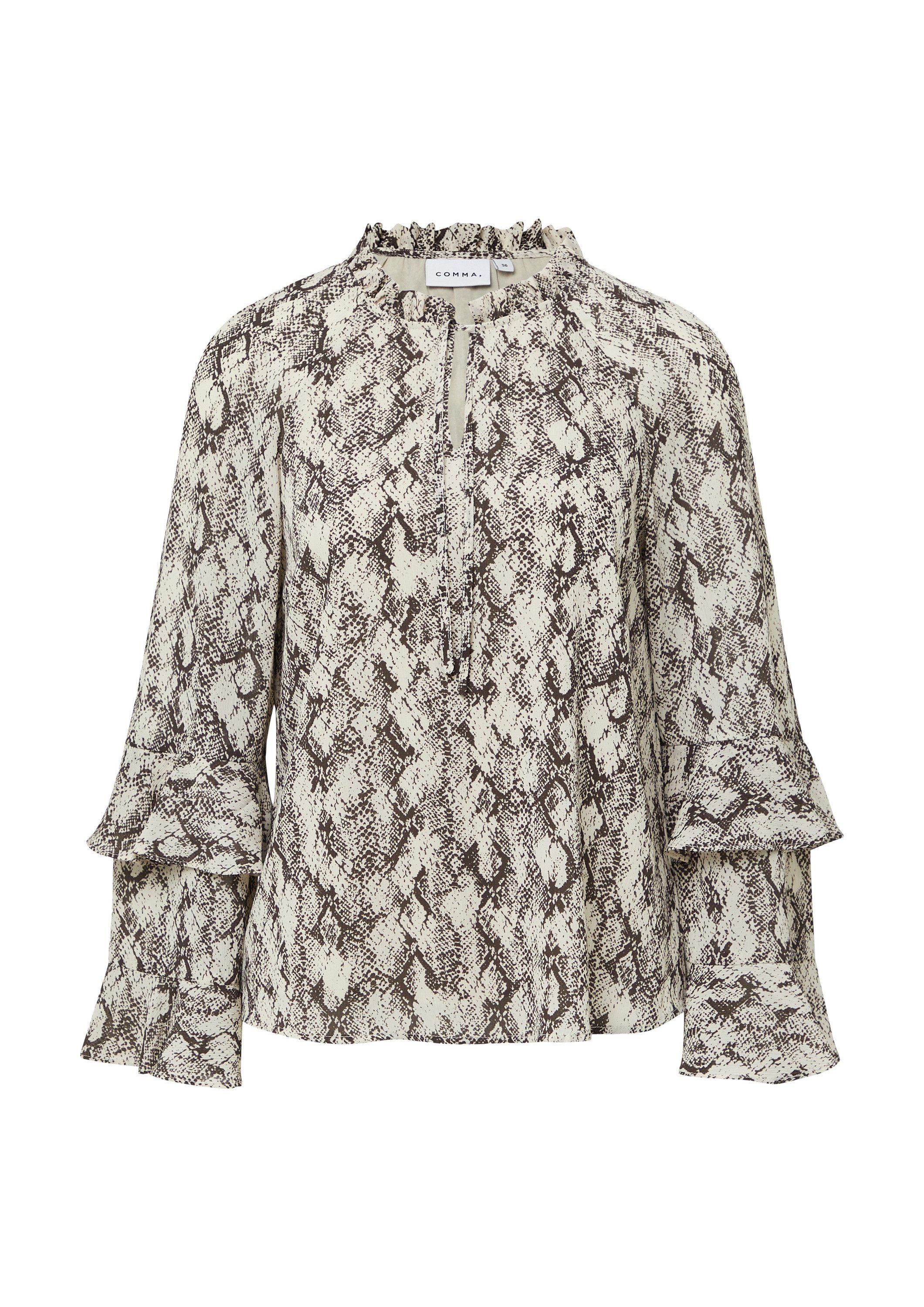 comma Langarmbluse Bluse Bedruckte Chiffonbluse mit günstig online kaufen