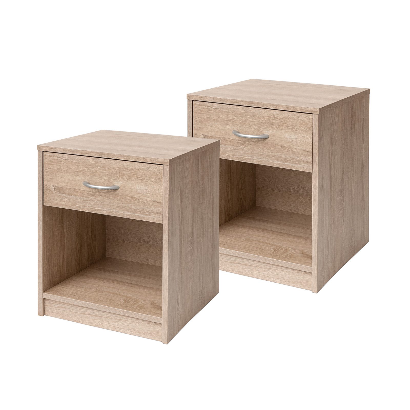 HTI-Living Nachtschrank Nachtschrank mit 1 Schublade 2er-Set Nina Sonoma (Set, 2-St., 2 Nachtschränke) Nachttisch Nachtkommode Nachtkonsole